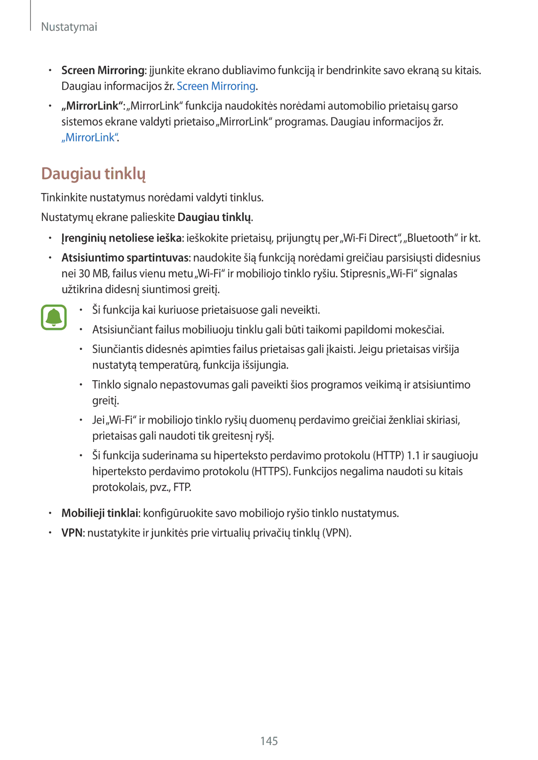 Samsung SM-N910CZDESEB, SM-N910FZWEBAL, SM-N910FZIEBAL, SM-N910FZDEBAL, SM-N910FZKEBAL, SM-N910CZKESEB manual Daugiau tinklų 