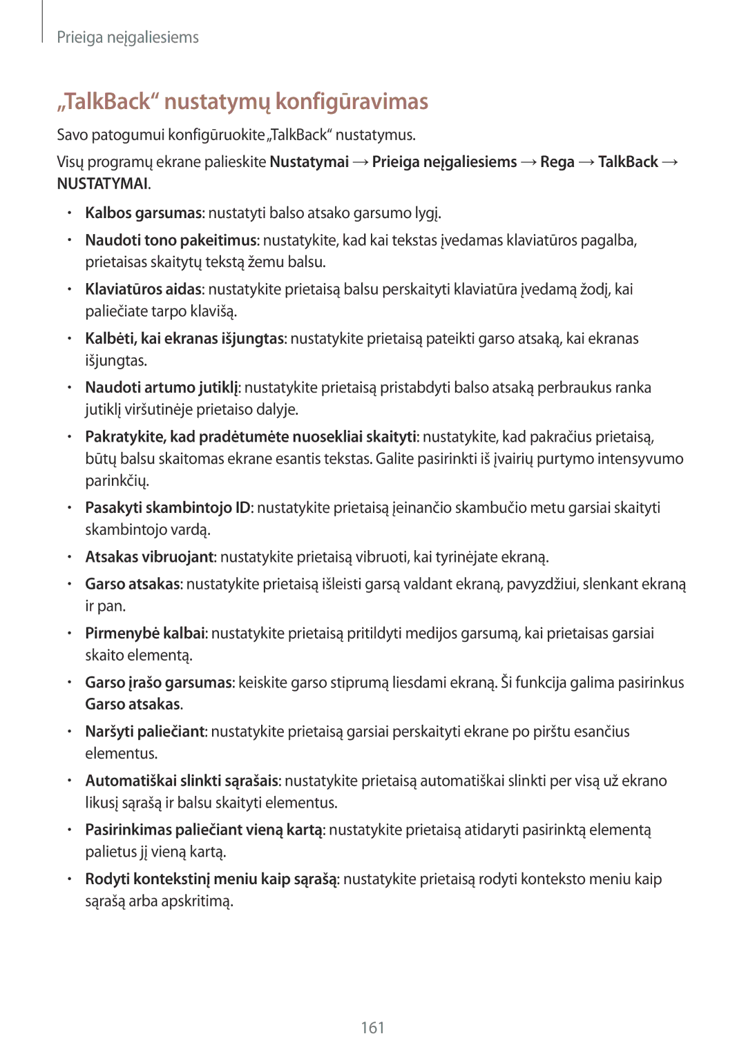 Samsung SM-N910FZWEBAL manual „TalkBack nustatymų konfigūravimas, Savo patogumui konfigūruokite„TalkBack nustatymus 