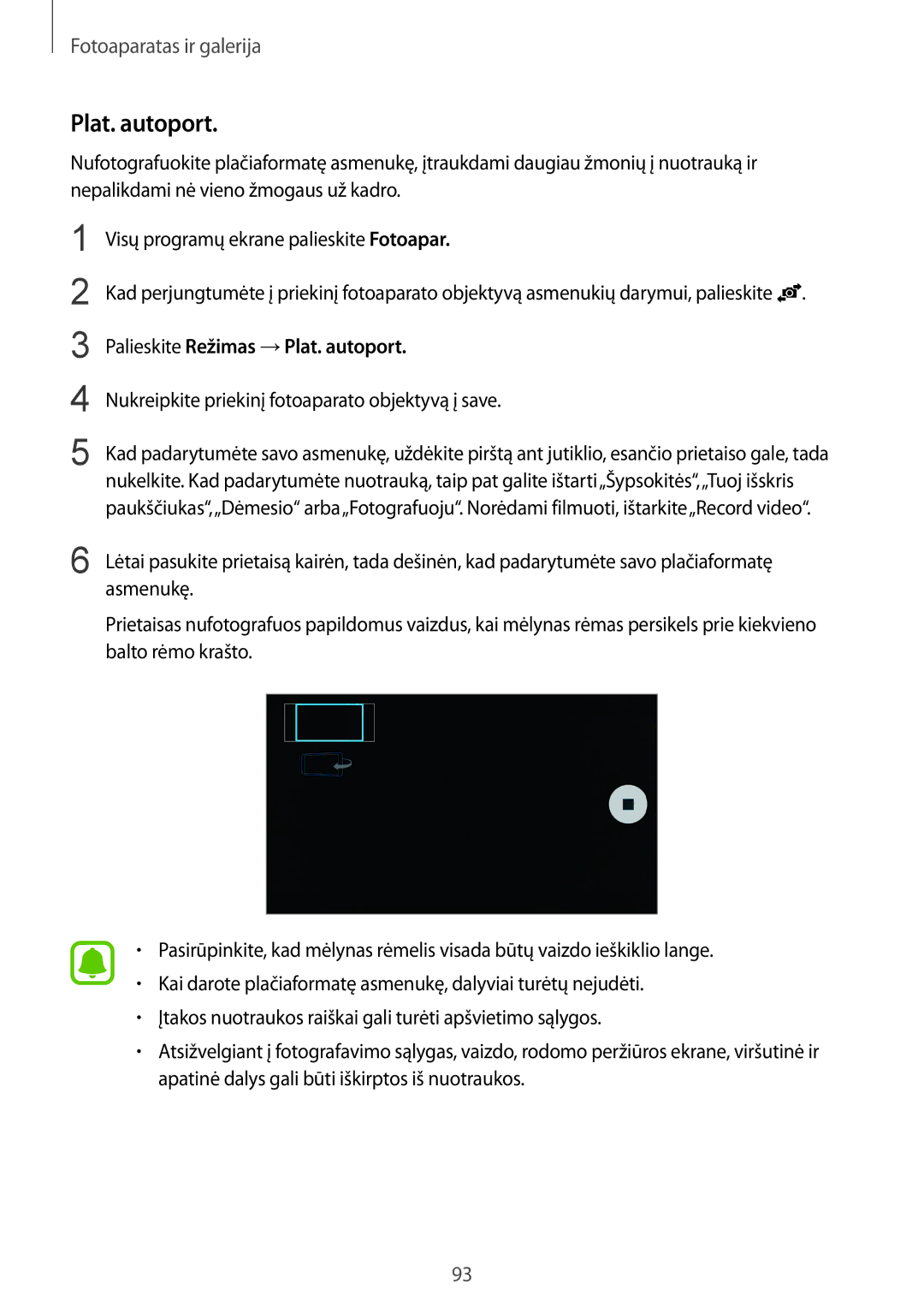 Samsung SM-N910FZDEBAL, SM-N910FZWEBAL, SM-N910FZIEBAL, SM-N910FZKEBAL, SM-N910CZKESEB Palieskite Režimas →Plat. autoport 