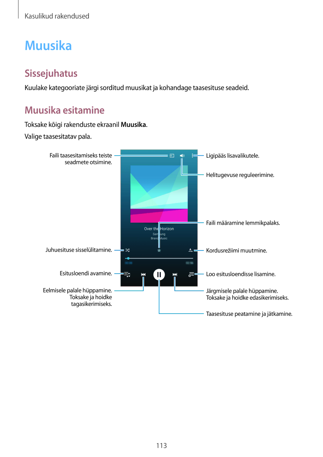 Samsung SM-N910FZIEBAL, SM-N910FZWEBAL, SM-N910FZDEBAL, SM-N910FZKEBAL, SM-N910CZKESEB, SM-N910CZDESEB Muusika esitamine 