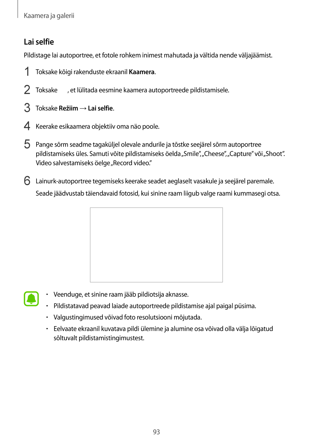 Samsung SM-N910FZDEBAL, SM-N910FZWEBAL, SM-N910FZIEBAL, SM-N910FZKEBAL, SM-N910CZKESEB manual Toksake Režiim →Lai selfie 