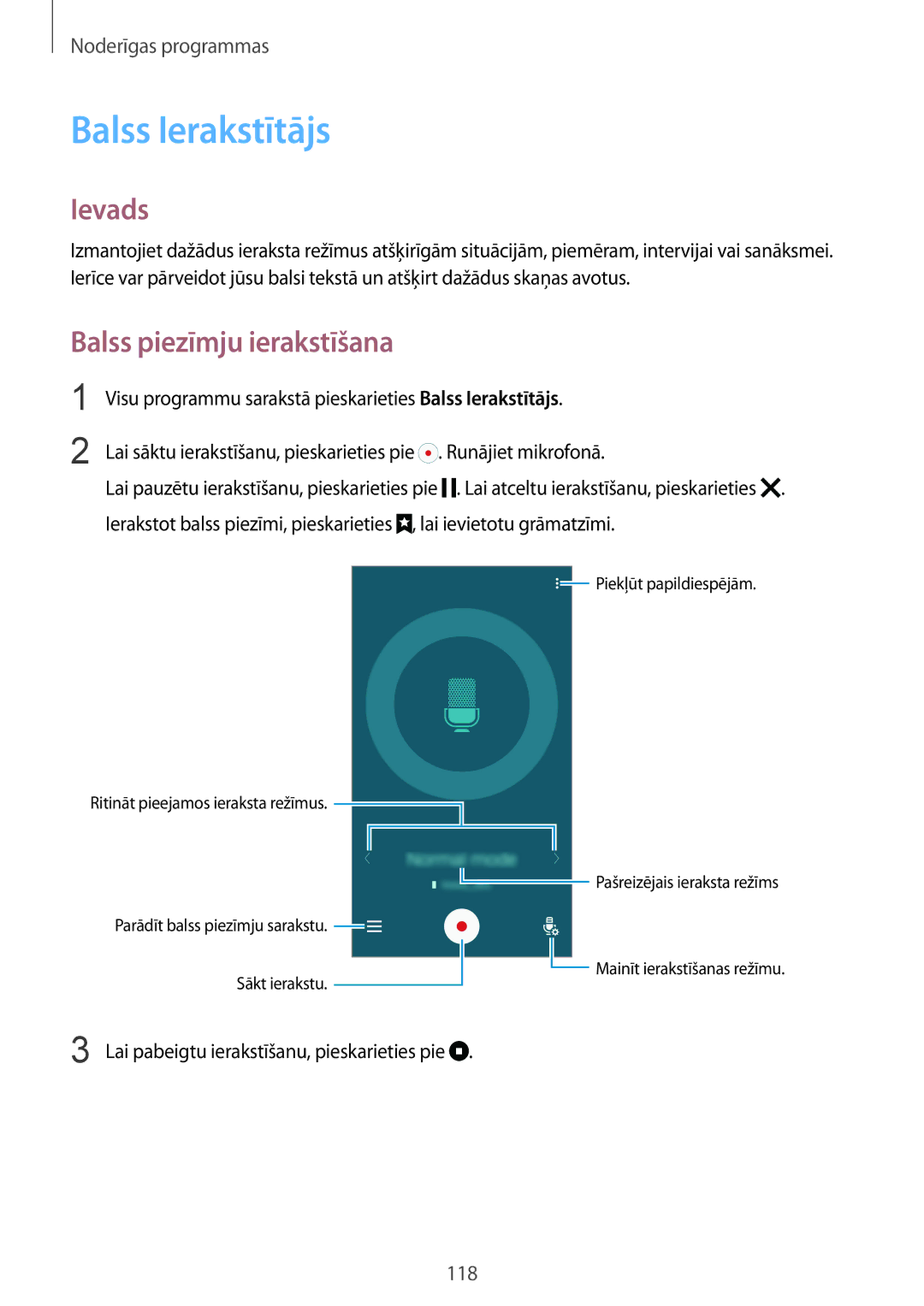 Samsung SM-N910CZWESEB manual Balss Ierakstītājs, Balss piezīmju ierakstīšana, Lai pabeigtu ierakstīšanu, pieskarieties pie 