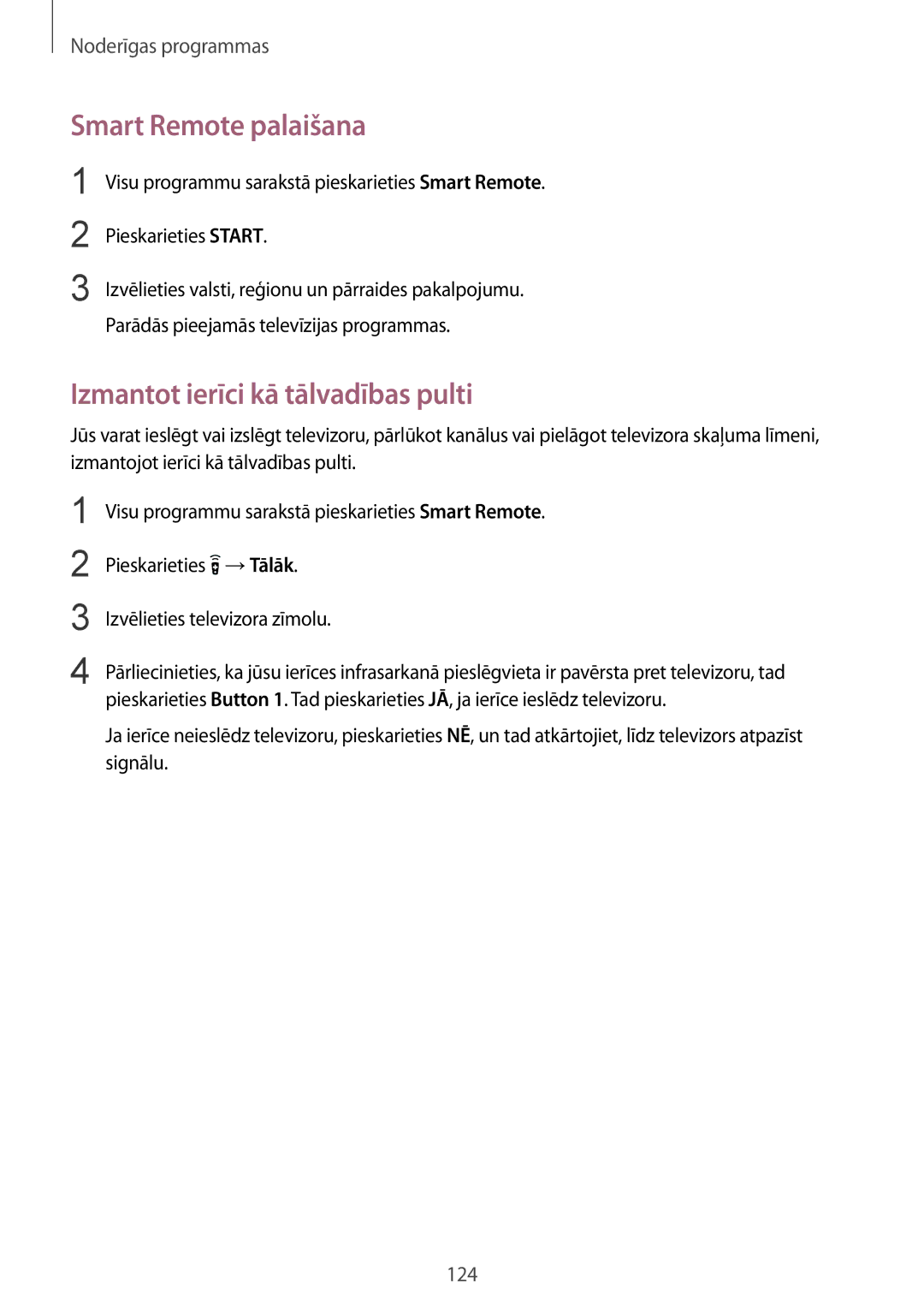 Samsung SM-N910CZDESEB, SM-N910FZWEBAL, SM-N910FZIEBAL manual Smart Remote palaišana, Izmantot ierīci kā tālvadības pulti 