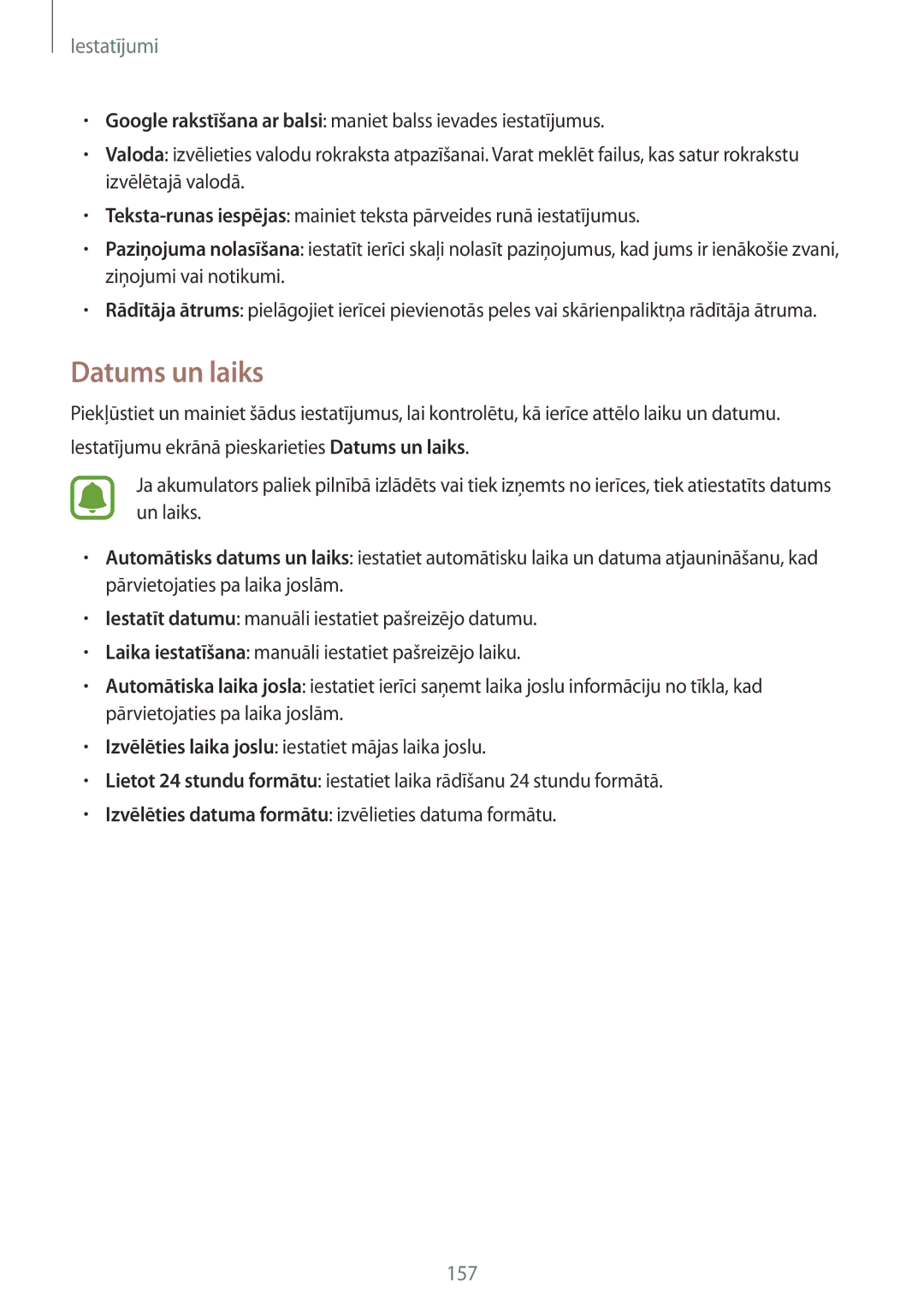 Samsung SM-N910FZKEBAL, SM-N910FZWEBAL, SM-N910FZIEBAL, SM-N910FZDEBAL, SM-N910CZKESEB, SM-N910CZDESEB manual Datums un laiks 