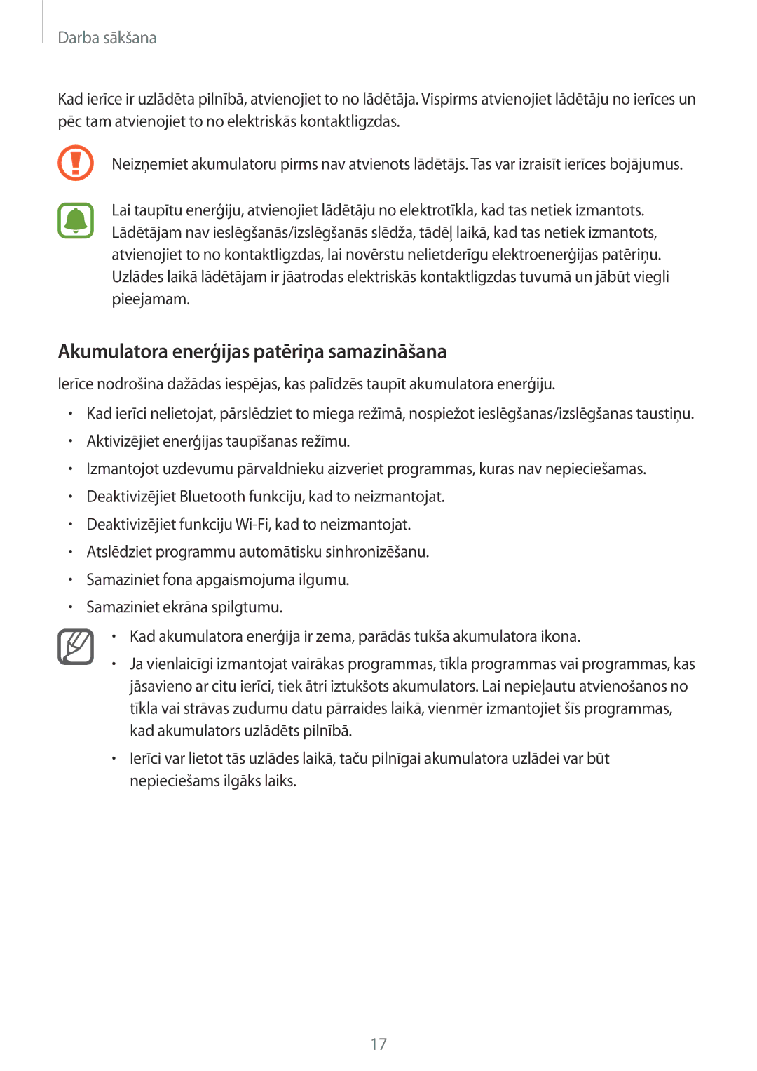 Samsung SM-N910FZKEBAL, SM-N910FZWEBAL, SM-N910FZIEBAL, SM-N910FZDEBAL manual Akumulatora enerģijas patēriņa samazināšana 