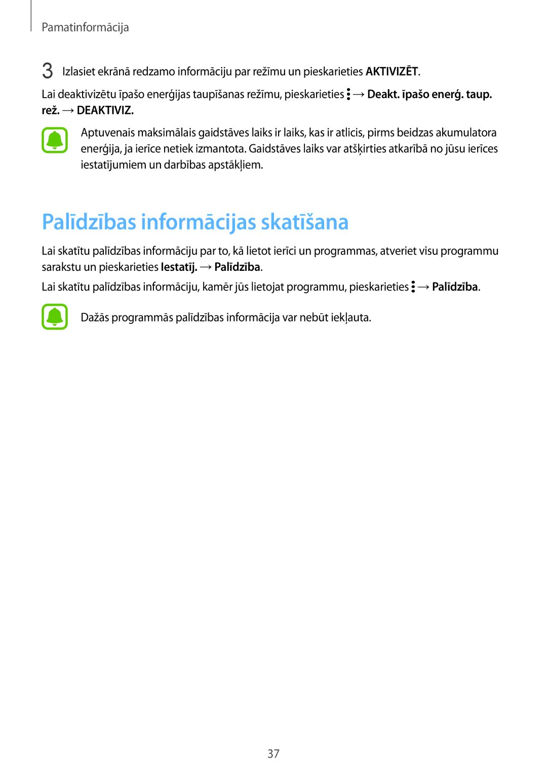 Samsung SM-N910FZDEBAL, SM-N910FZWEBAL, SM-N910FZIEBAL, SM-N910FZKEBAL, SM-N910CZKESEB manual Palīdzības informācijas skatīšana 