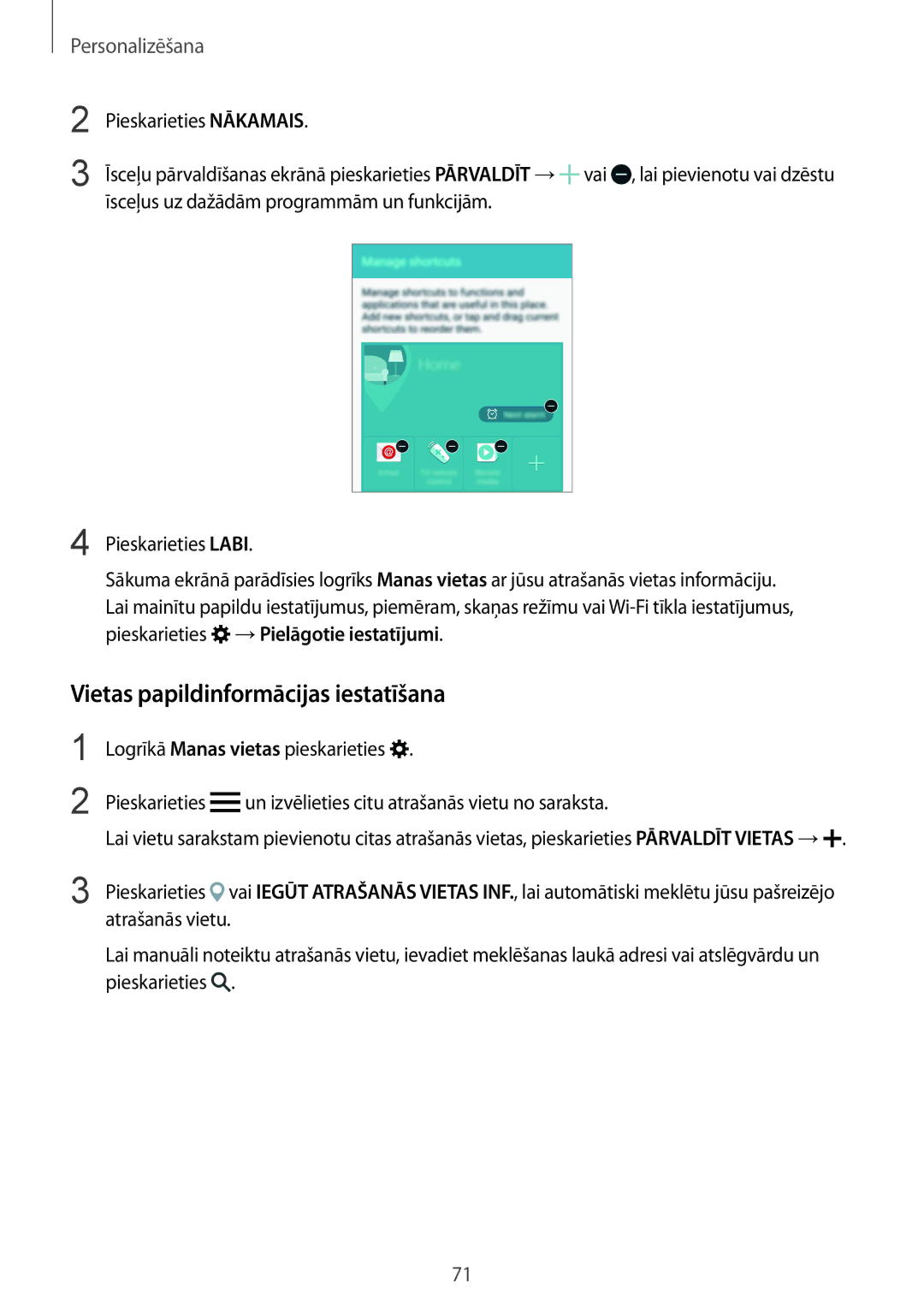 Samsung SM-N910FZIEBAL, SM-N910FZWEBAL, SM-N910FZDEBAL, SM-N910FZKEBAL, SM-N910CZKESEB Vietas papildinformācijas iestatīšana 