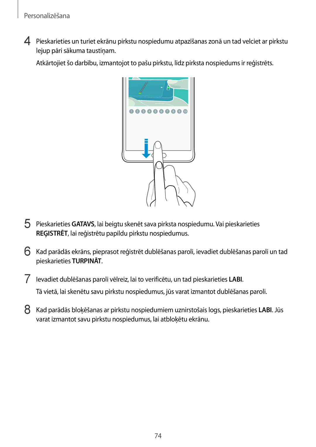 Samsung SM-N910CZKESEB, SM-N910FZWEBAL, SM-N910FZIEBAL, SM-N910FZDEBAL, SM-N910FZKEBAL, SM-N910CZDESEB manual Personalizēšana 