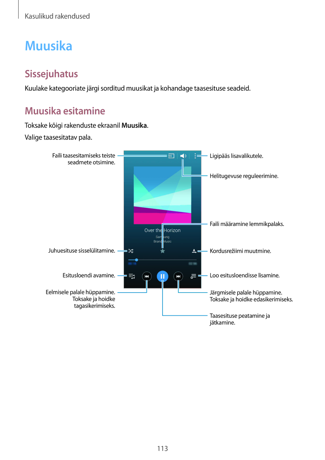 Samsung SM-N910FZIEBAL, SM-N910FZWEBAL, SM-N910FZDEBAL, SM-N910FZKEBAL, SM-N910CZKESEB, SM-N910CZDESEB Muusika esitamine 