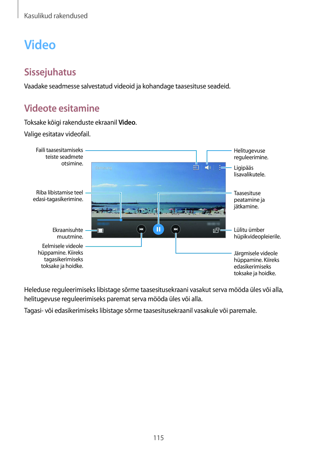 Samsung SM-N910FZKEBAL, SM-N910FZWEBAL, SM-N910FZIEBAL, SM-N910FZDEBAL, SM-N910CZKESEB, SM-N910CZDESEB Videote esitamine 