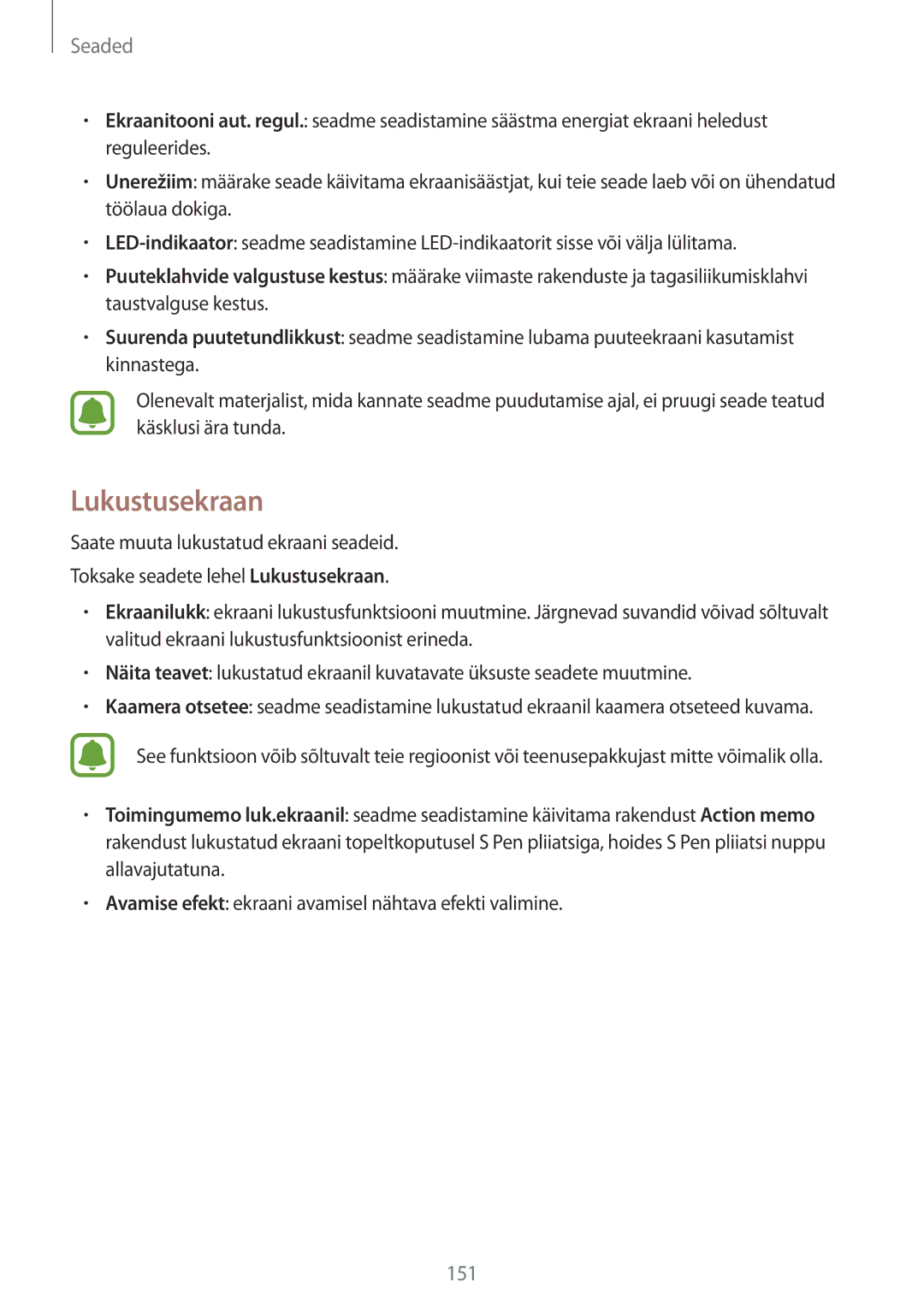 Samsung SM-N910CZKESEB, SM-N910FZWEBAL, SM-N910FZIEBAL, SM-N910FZDEBAL, SM-N910FZKEBAL, SM-N910CZDESEB manual Lukustusekraan 