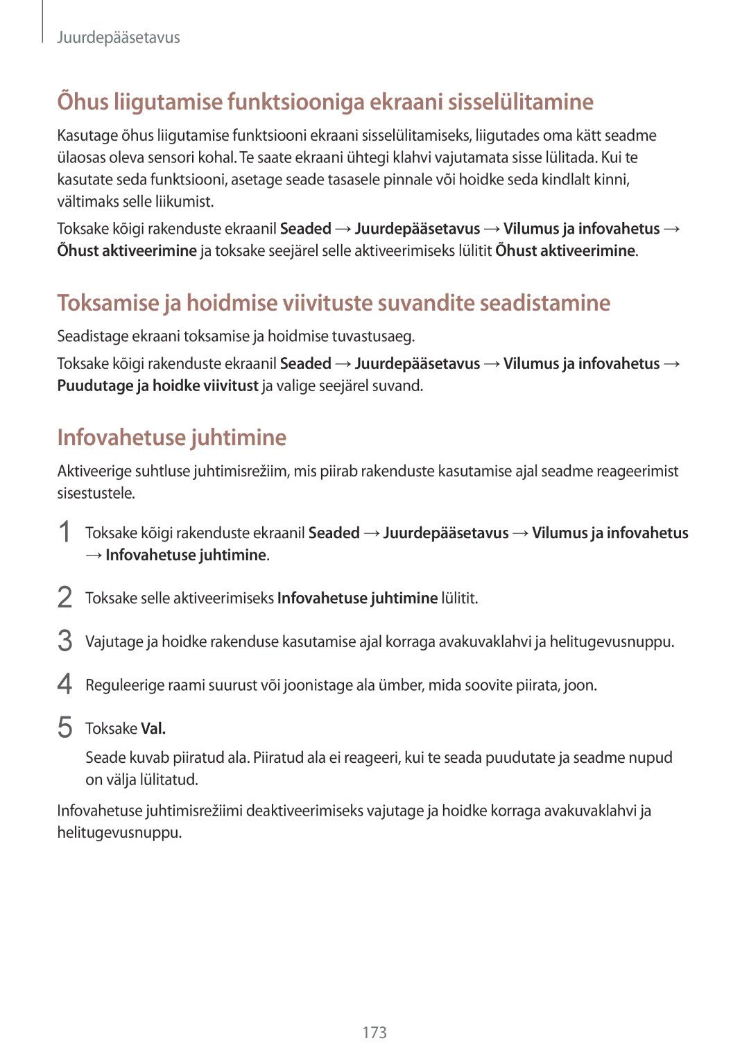 Samsung SM-N910CZDESEB, SM-N910FZWEBAL manual Õhus liigutamise funktsiooniga ekraani sisselülitamine, Infovahetuse juhtimine 