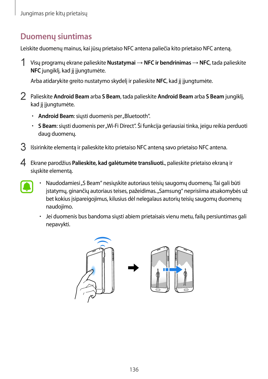 Samsung SM-N910FZKEBAL, SM-N910FZWEBAL, SM-N910FZIEBAL, SM-N910FZDEBAL, SM-N910CZKESEB, SM-N910CZDESEB manual Duomenų siuntimas 