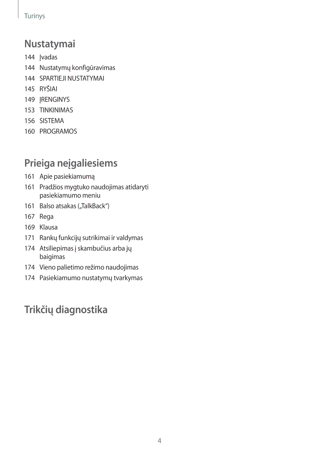 Samsung SM-N910CZKESEB, SM-N910FZWEBAL, SM-N910FZIEBAL, SM-N910FZDEBAL manual Nustatymai, 144 Įvadas Nustatymų konfigūravimas 