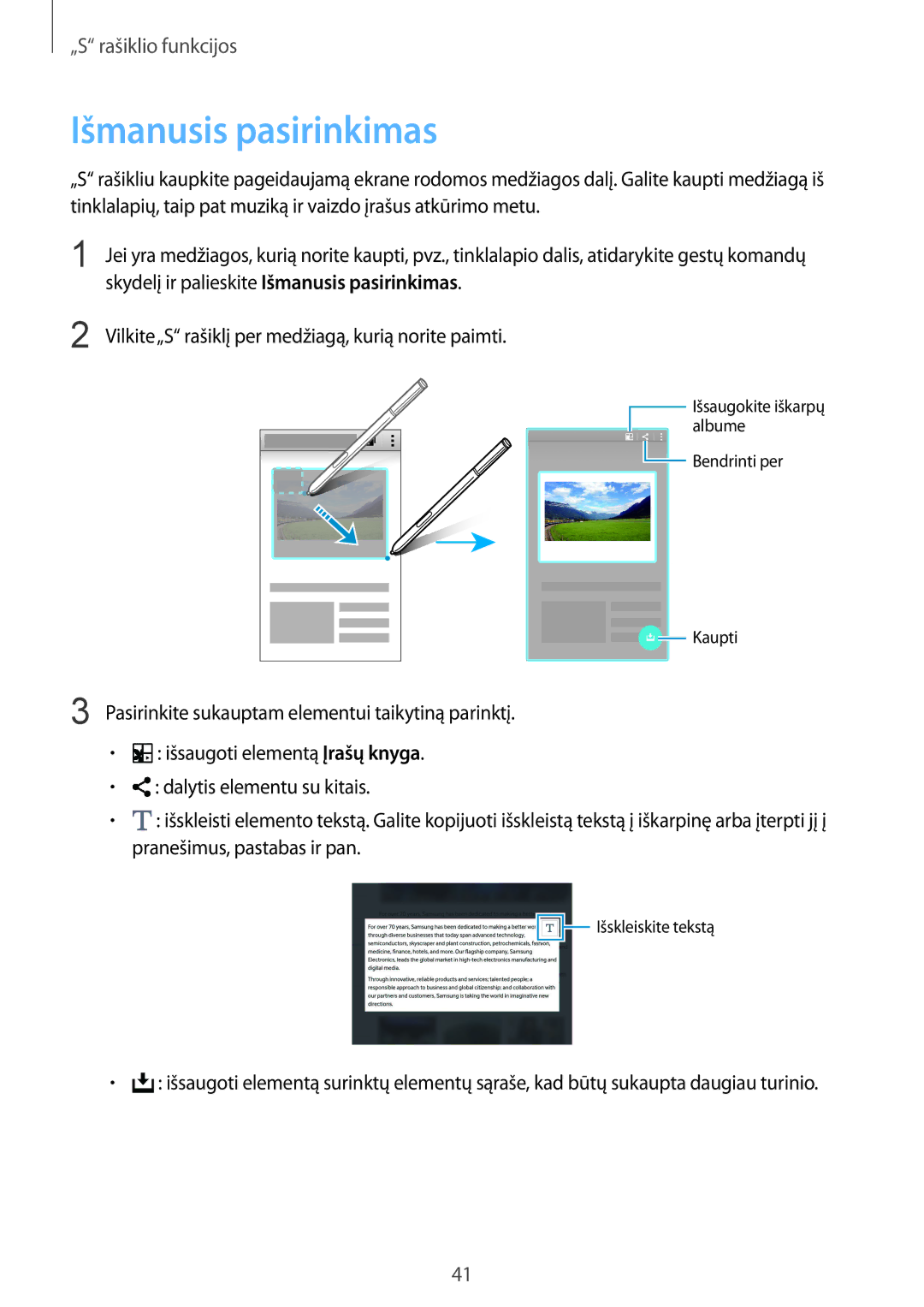 Samsung SM-N910CZWESEB, SM-N910FZWEBAL, SM-N910FZIEBAL, SM-N910FZDEBAL manual Skydelį ir palieskite Išmanusis pasirinkimas 