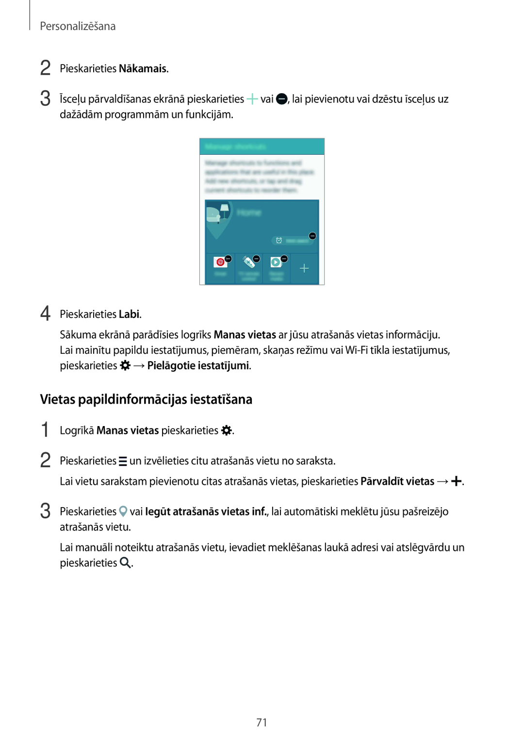 Samsung SM-N910FZIEBAL, SM-N910FZWEBAL, SM-N910FZDEBAL, SM-N910FZKEBAL, SM-N910CZKESEB Vietas papildinformācijas iestatīšana 