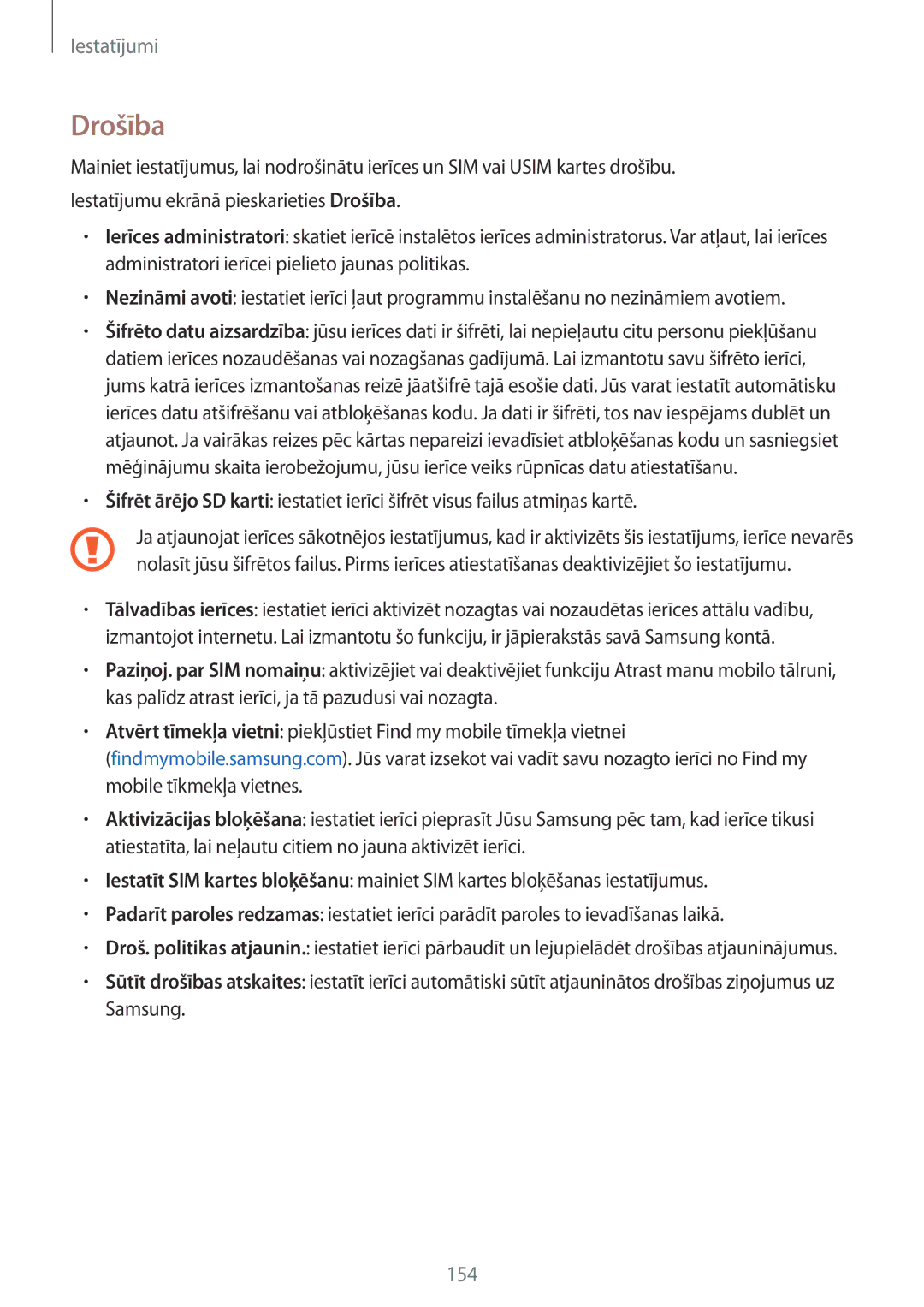 Samsung SM-N910FZWEBAL, SM-N910FZIEBAL, SM-N910FZDEBAL, SM-N910FZKEBAL, SM-N910CZKESEB, SM-N910CZDESEB, SM-N910CZWESEB Drošība 