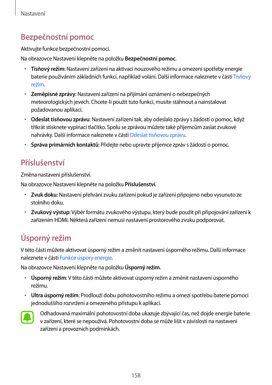 Samsung SM-N910FZDECOS, SM-N910FZWEEUR, SM-N910FZWEDRE, SM-N910FZWECOS, SM-N910FZKEMOB manual Bezpečnostní pomoc, Příslušenství 