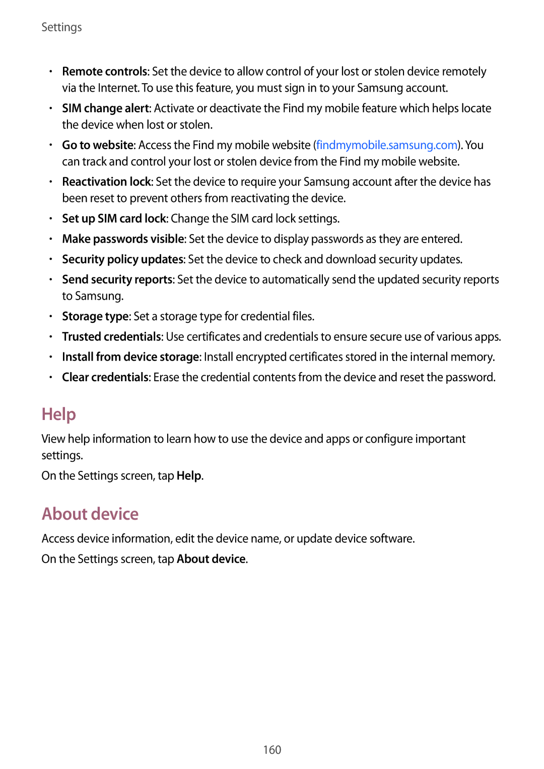 Samsung SM-N910FZWEHUI, SM-N910FZWEEUR, SM-N910FZWEDRE, SM-N910FZWECOS, SM-N910FZKESFR, SM-N910FZKEMOB manual Help, About device 