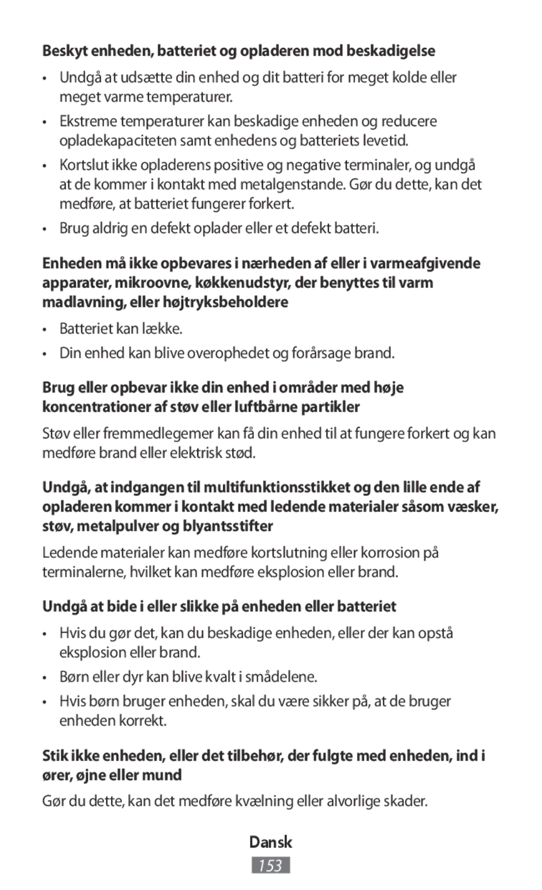 Samsung SM-N910FZDEVGR, SM-N910FZWEEUR, SM-N910FZWEDRE manual Beskyt enheden, batteriet og opladeren mod beskadigelse 