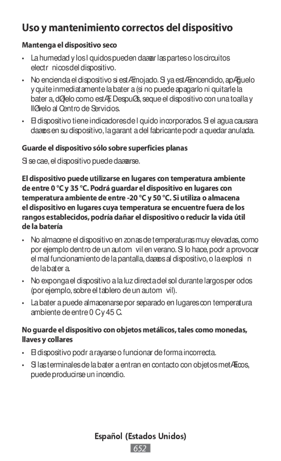 Samsung SM2J120FZWNORX, SM-N910FZWEEUR, SM-N910FZWEDRE, SM-N910FZWECOS manual Uso y mantenimiento correctos del dispositivo 