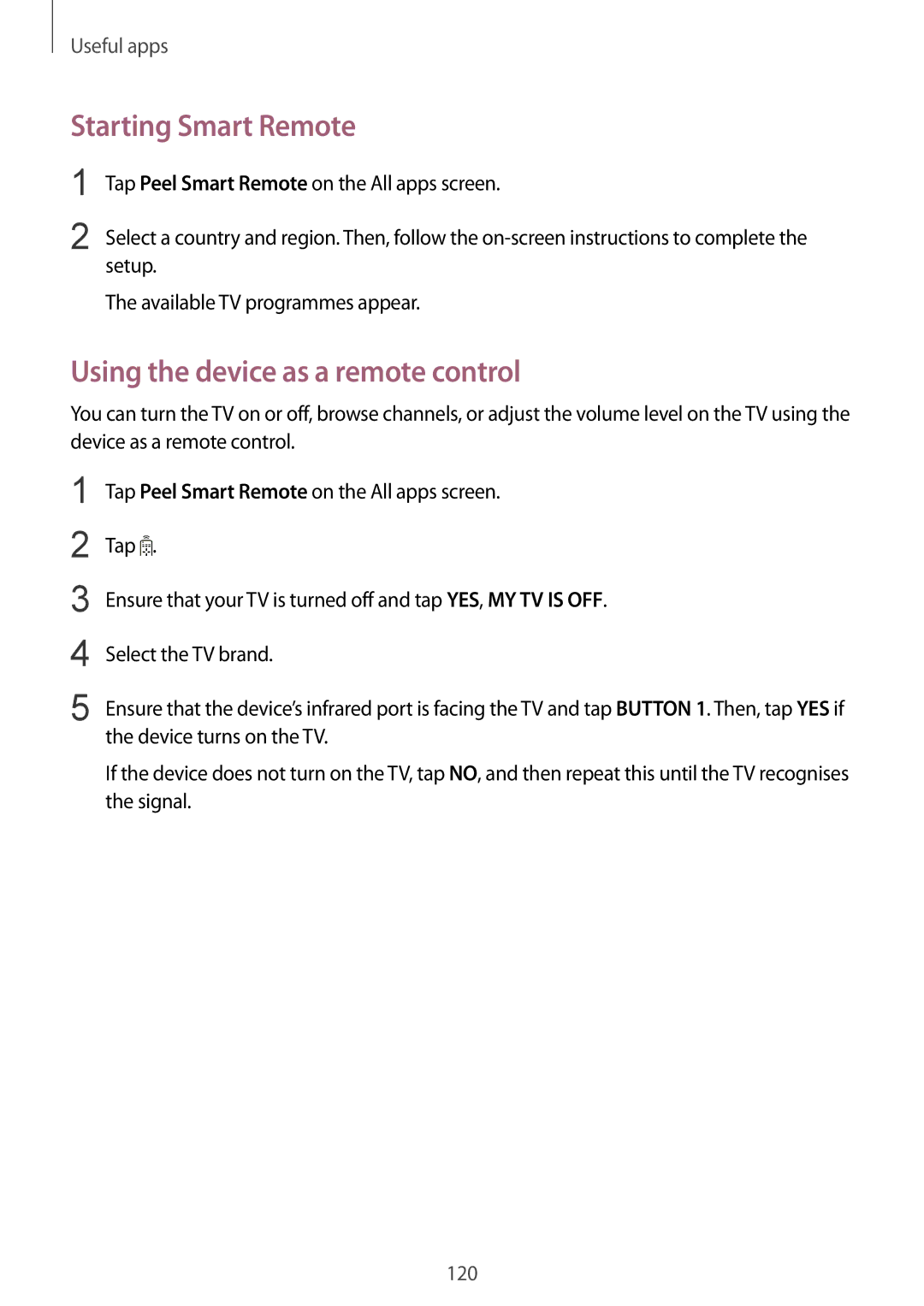 Samsung SM2N910CZWEXEH, SM-N910FZWEEUR, SM-N910FZWEDRE manual Starting Smart Remote, Using the device as a remote control 