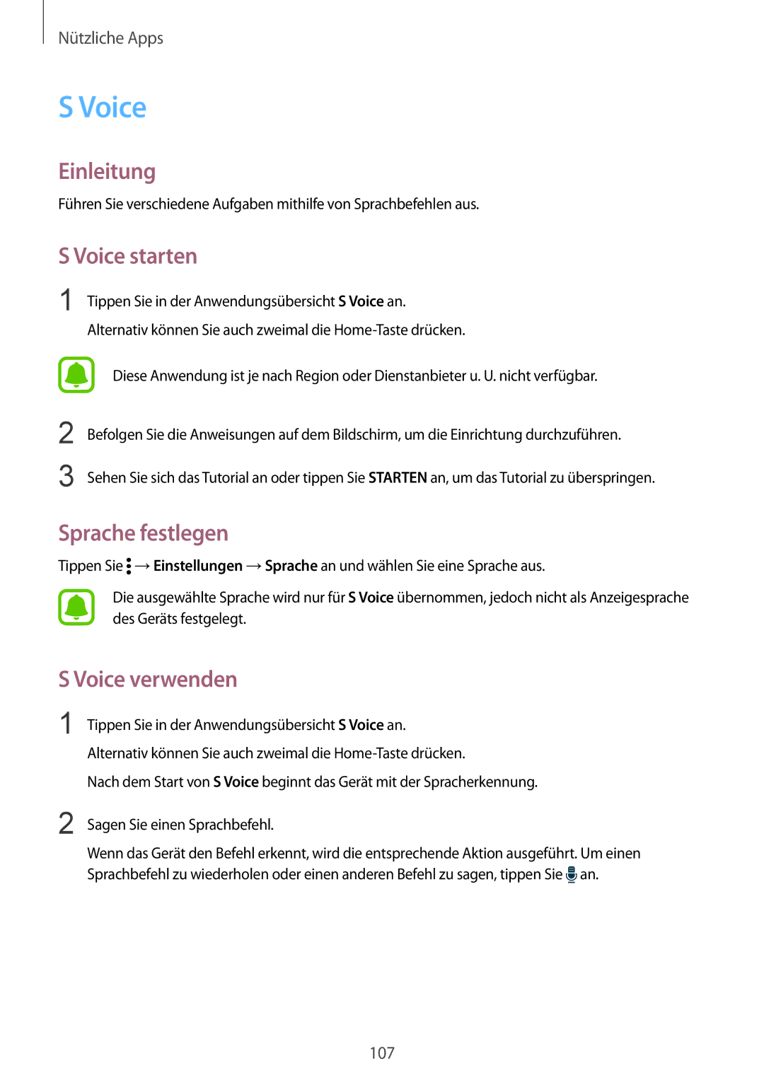 Samsung SM-N910FZWEBOG, SM-N910FZWEEUR, SM-N910FZWEDRE, SM-N910FZWECOS Voice starten, Sprache festlegen, Voice verwenden 