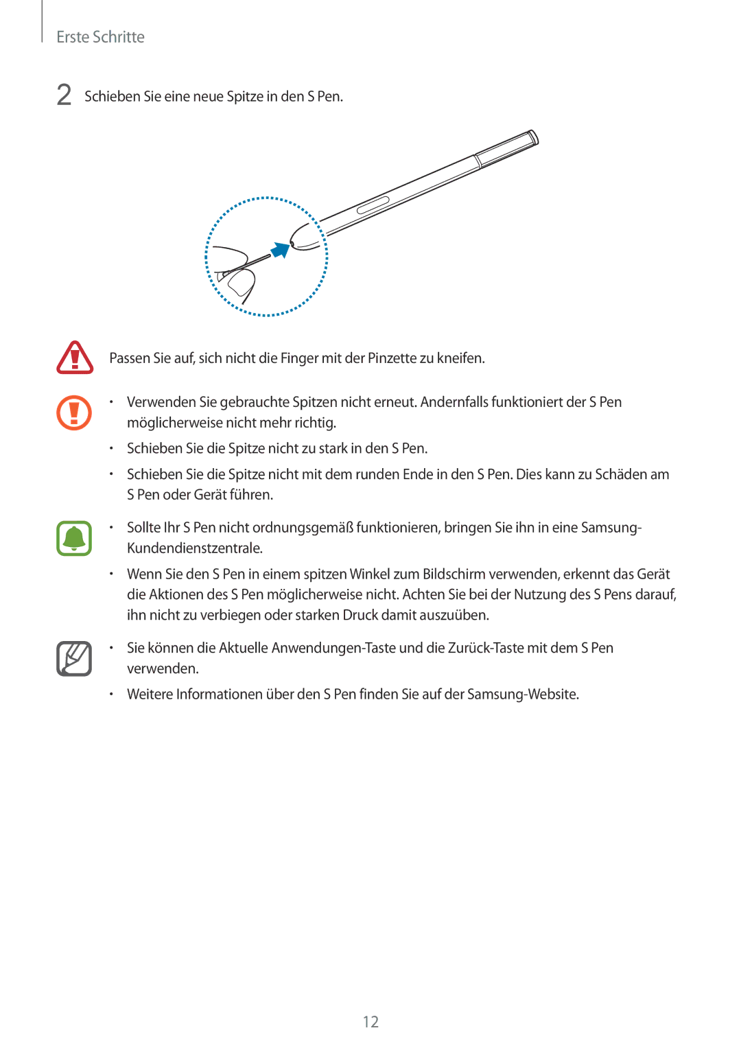 Samsung SM-N910FZDEDRE, SM-N910FZWEEUR, SM-N910FZWEDRE, SM-N910FZWECOS, SM-N910FZKESFR, SM-N910FZKEMOB manual Erste Schritte 