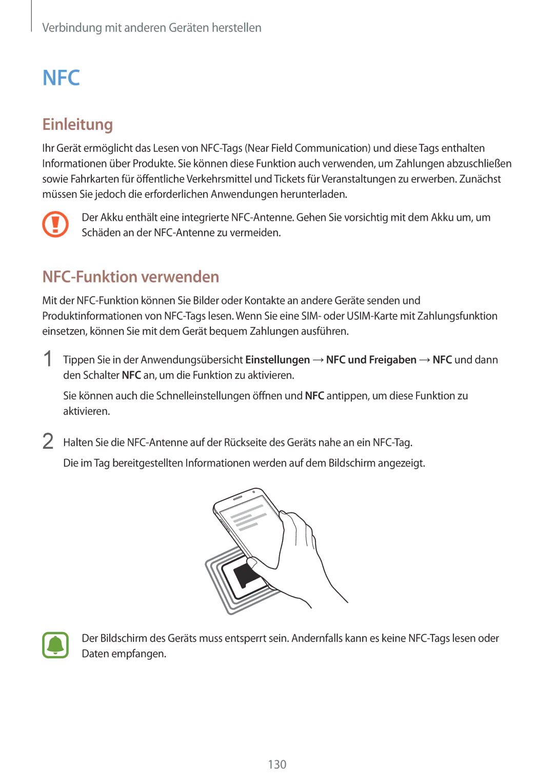 Samsung SM-N910FZKETPL, SM-N910FZWEEUR, SM-N910FZWEDRE, SM-N910FZWECOS, SM-N910FZKESFR manual Nfc, NFC-Funktion verwenden 