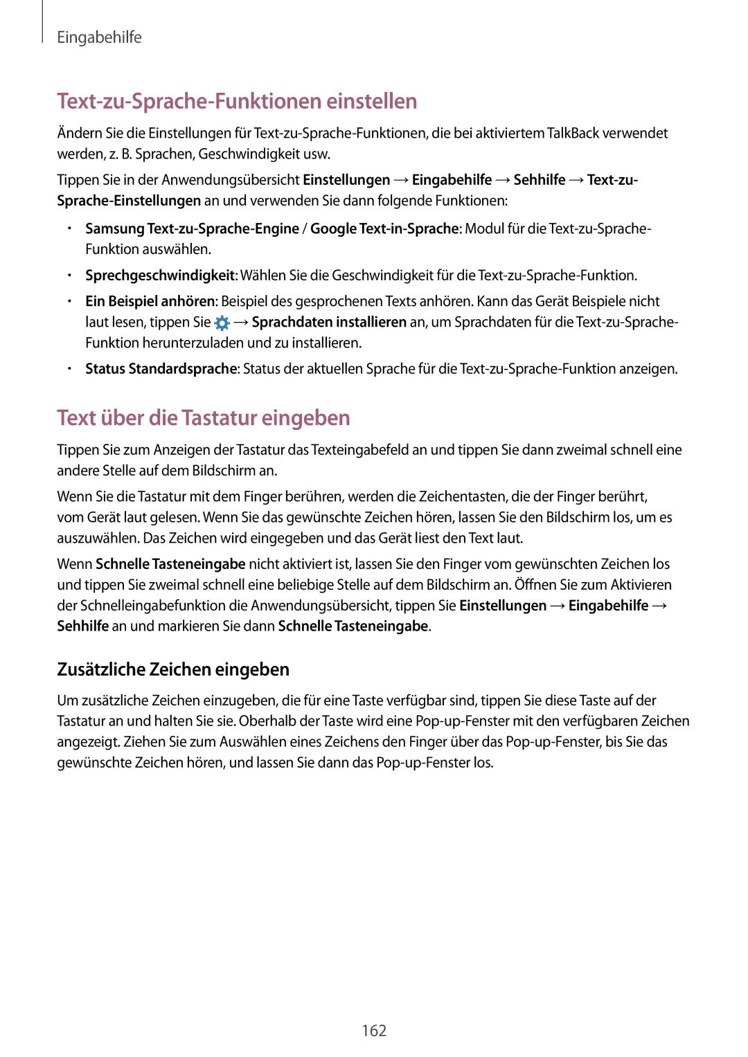 Samsung SM-N910FZDEDBT, SM-N910FZWEEUR manual Text-zu-Sprache-Funktionen einstellen, Text über die Tastatur eingeben 