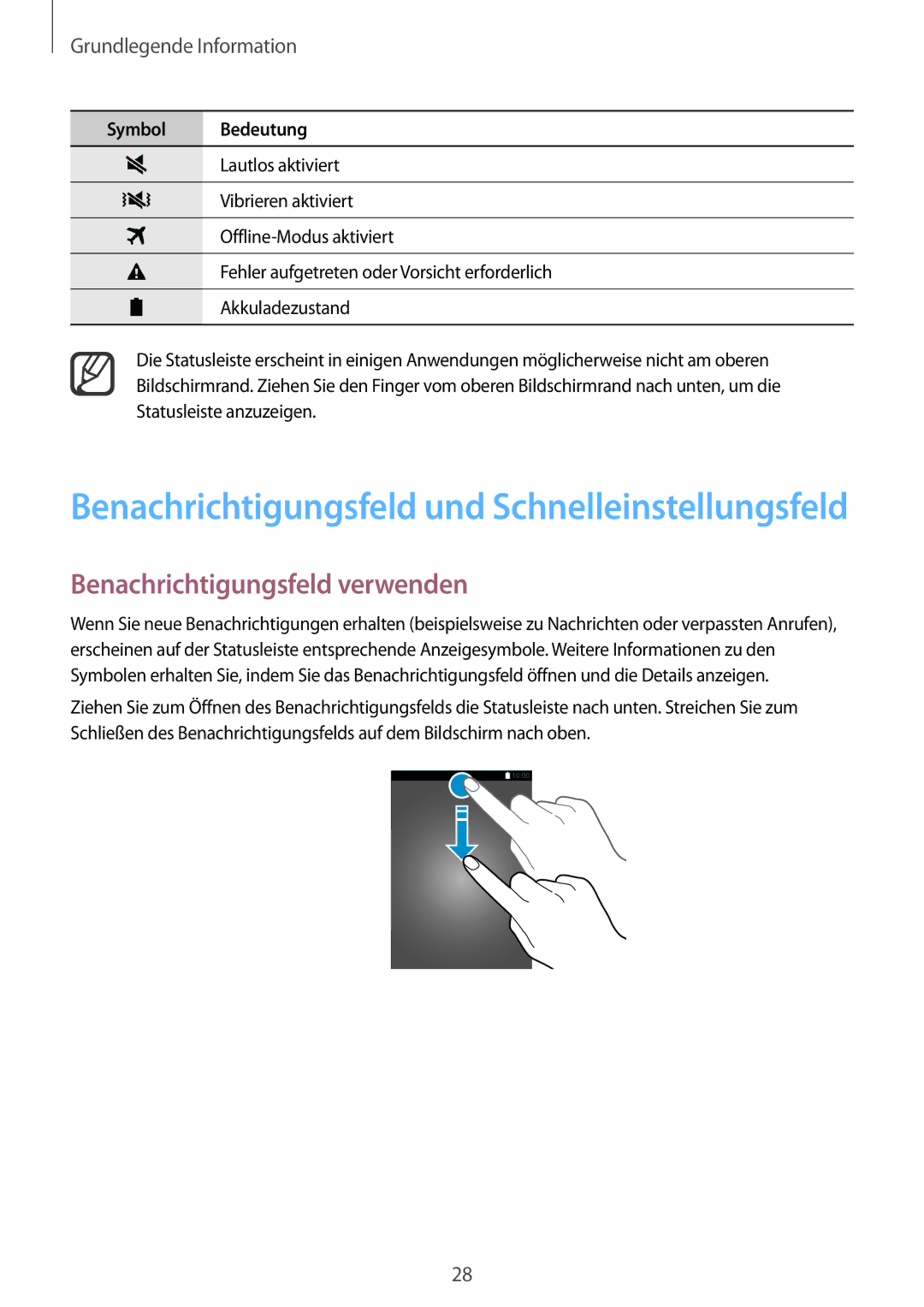 Samsung SM-N910FZWEVGR, SM-N910FZWEEUR Benachrichtigungsfeld und Schnelleinstellungsfeld, Benachrichtigungsfeld verwenden 