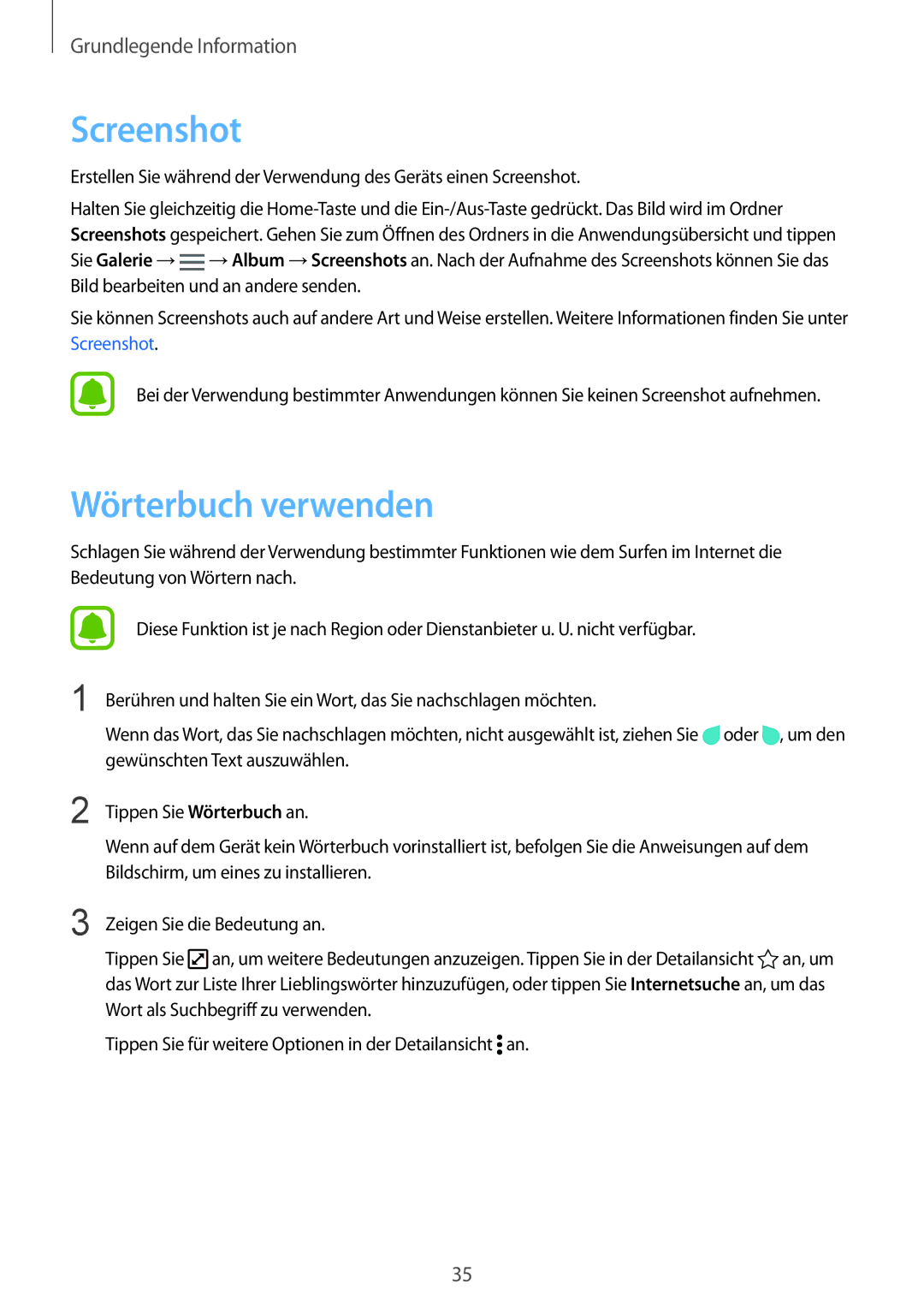 Samsung SM-N910FZKEVGR, SM-N910FZWEEUR, SM-N910FZWEDRE, SM-N910FZWECOS, SM-N910FZKESFR manual Screenshot, Wörterbuch verwenden 