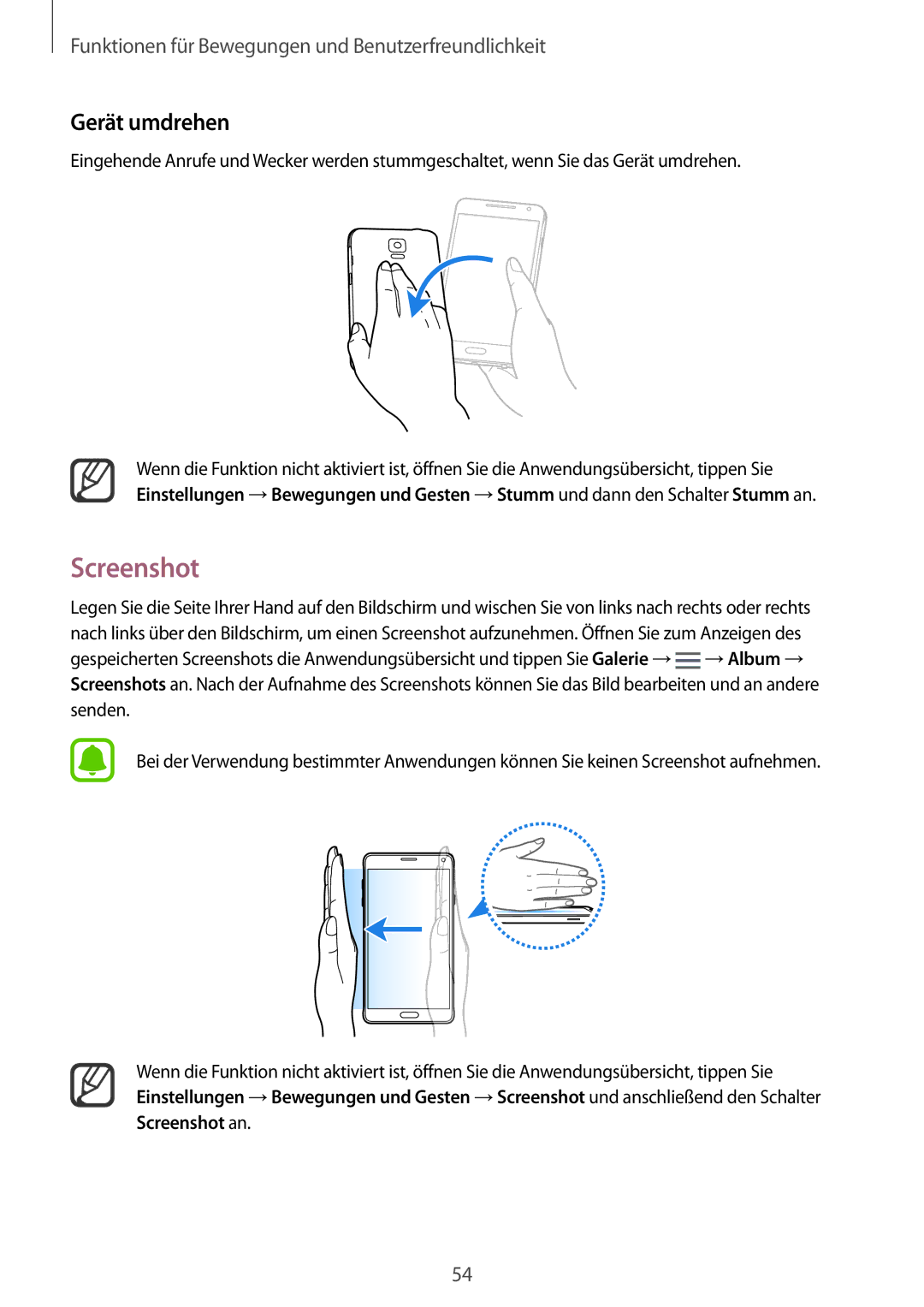 Samsung SM-N910FZWEBAL, SM-N910FZWEEUR, SM-N910FZWEDRE, SM-N910FZWECOS, SM-N910FZKESFR manual Screenshot, Gerät umdrehen 