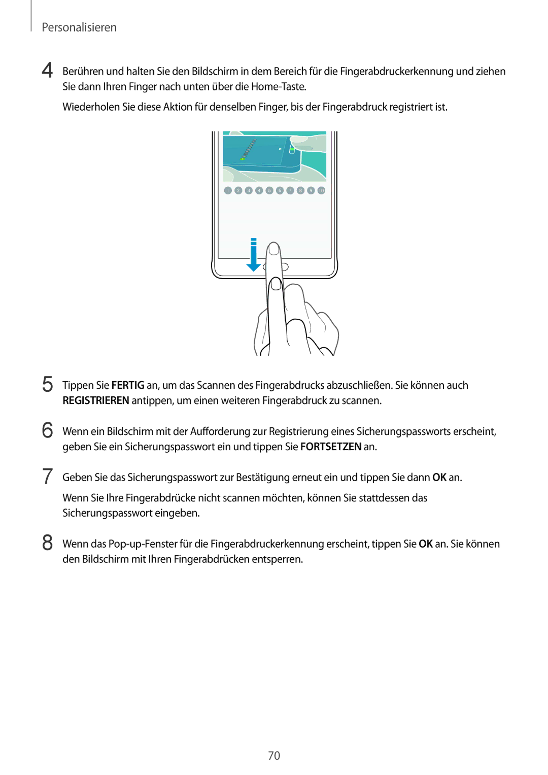 Samsung SM-N910FZDEDBT, SM-N910FZWEEUR, SM-N910FZWEDRE, SM-N910FZWECOS, SM-N910FZKESFR, SM-N910FZKEMOB manual Personalisieren 