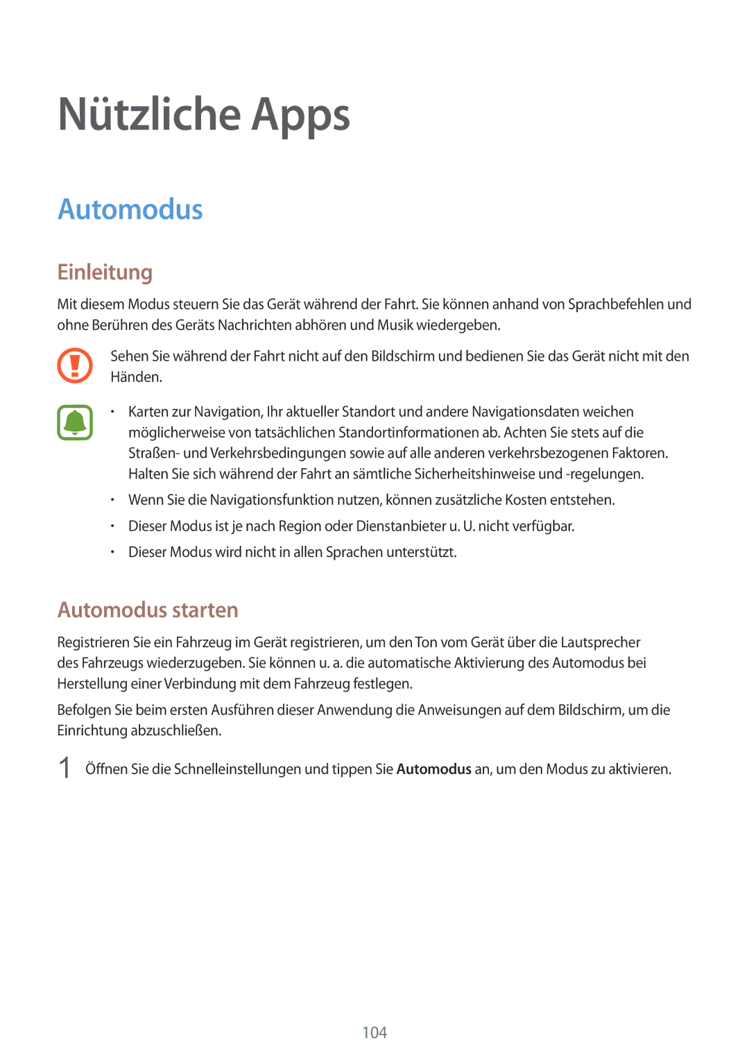 Samsung SM-N910FZDEDRE, SM-N910FZWEEUR, SM-N910FZWEDRE, SM-N910FZWECOS, SM-N910FZKESFR Nützliche Apps, Automodus starten 