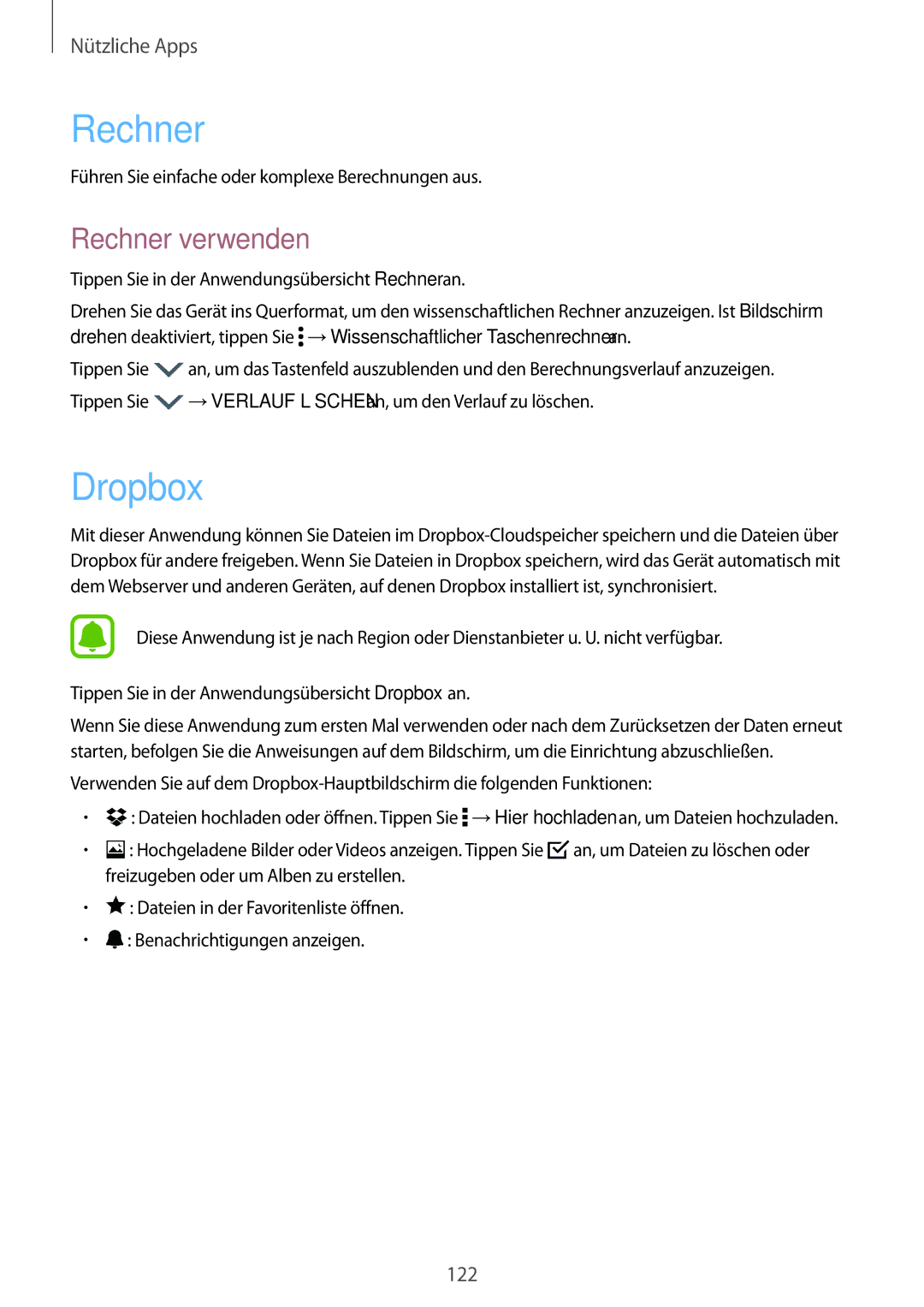 Samsung SM-N910FZWEDBT, SM-N910FZWEEUR Dropbox, Rechner verwenden, Führen Sie einfache oder komplexe Berechnungen aus 