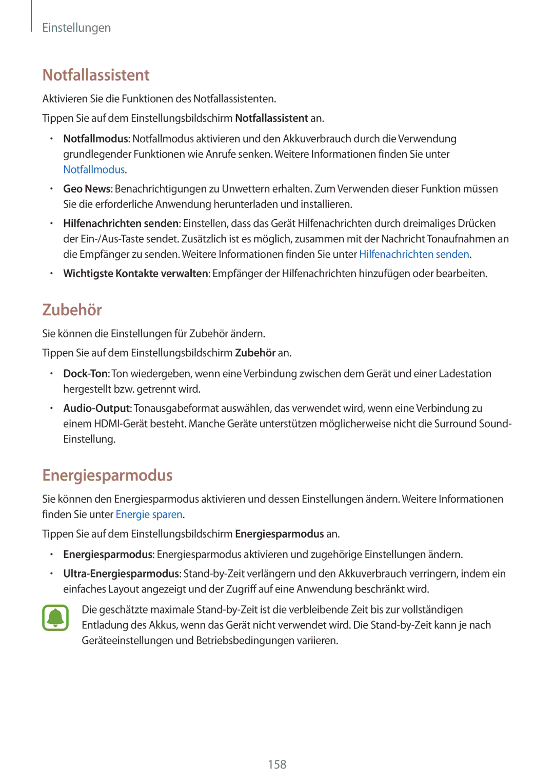 Samsung SM-N910FZWETPH, SM-N910FZWEEUR, SM-N910FZWEDRE, SM-N910FZWECOS, SM-N910FZKESFR manual Notfallassistent, Zubehör 