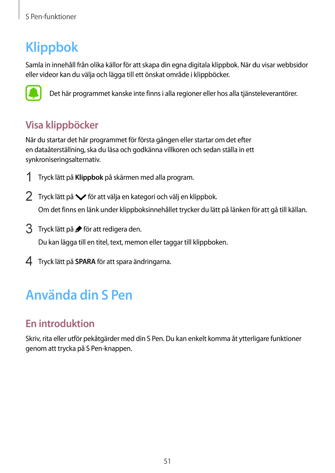 Samsung SM-N910FZKENEE, SM-N910FZWENEE, SM-N910FZDENEE, SM-N910FZIENEE manual Klippbok, Använda din S Pen, Visa klippböcker 