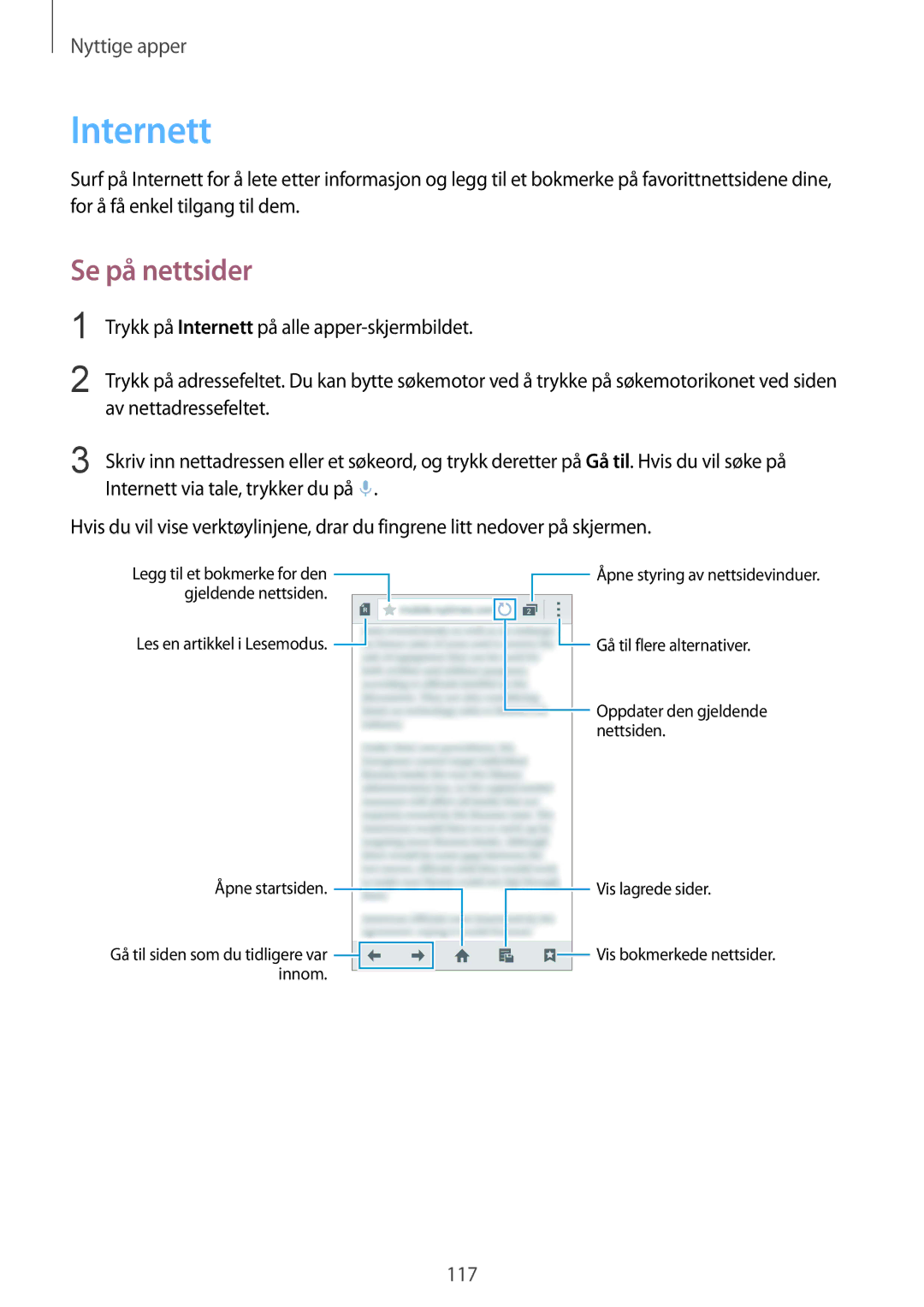 Samsung SM-N910FZDENEE, SM-N910FZWENEE, SM-N910FZIENEE, SM-N910FZKENEE manual Internett, Se på nettsider 