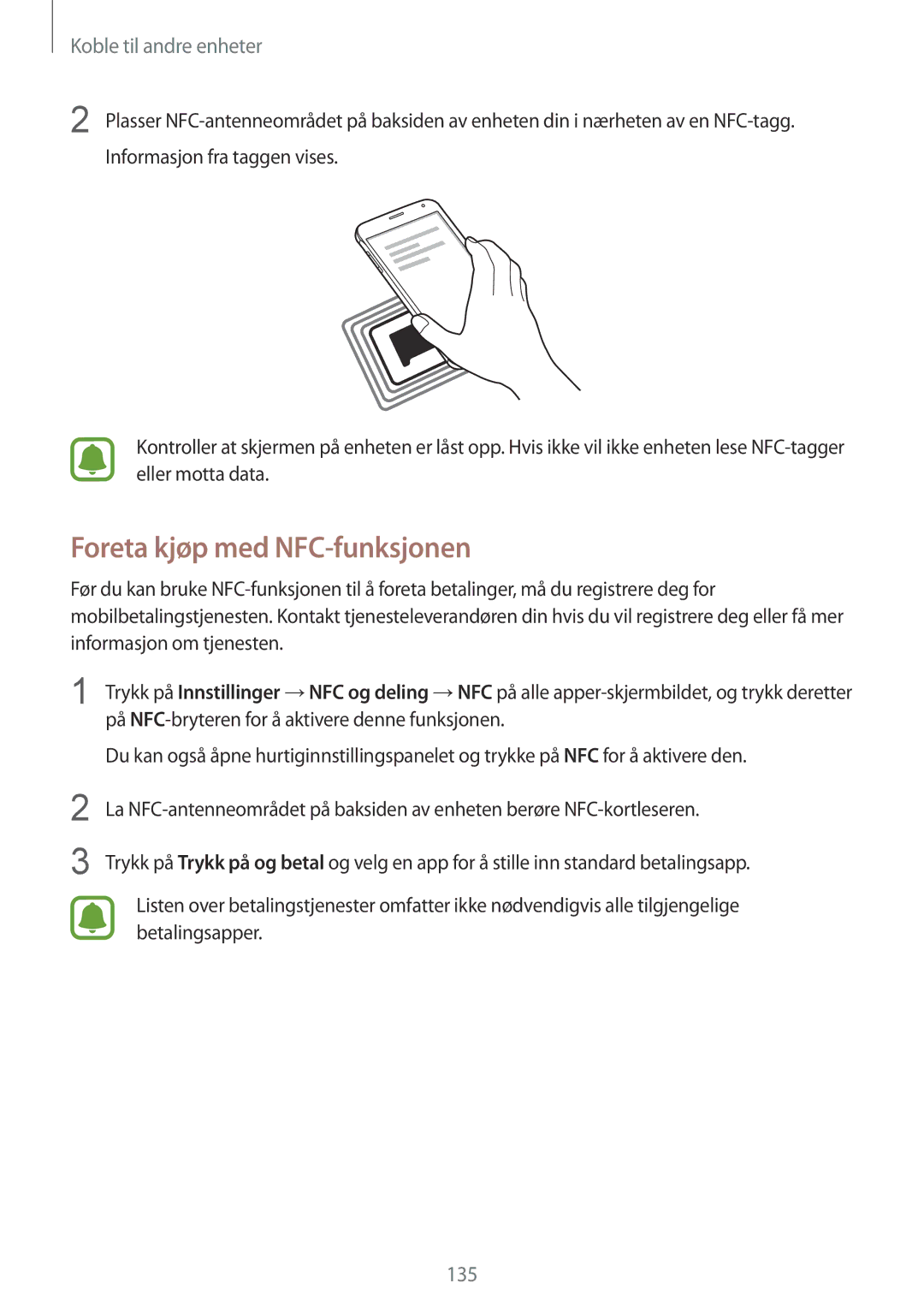 Samsung SM-N910FZKENEE, SM-N910FZWENEE, SM-N910FZDENEE, SM-N910FZIENEE manual Foreta kjøp med NFC-funksjonen 