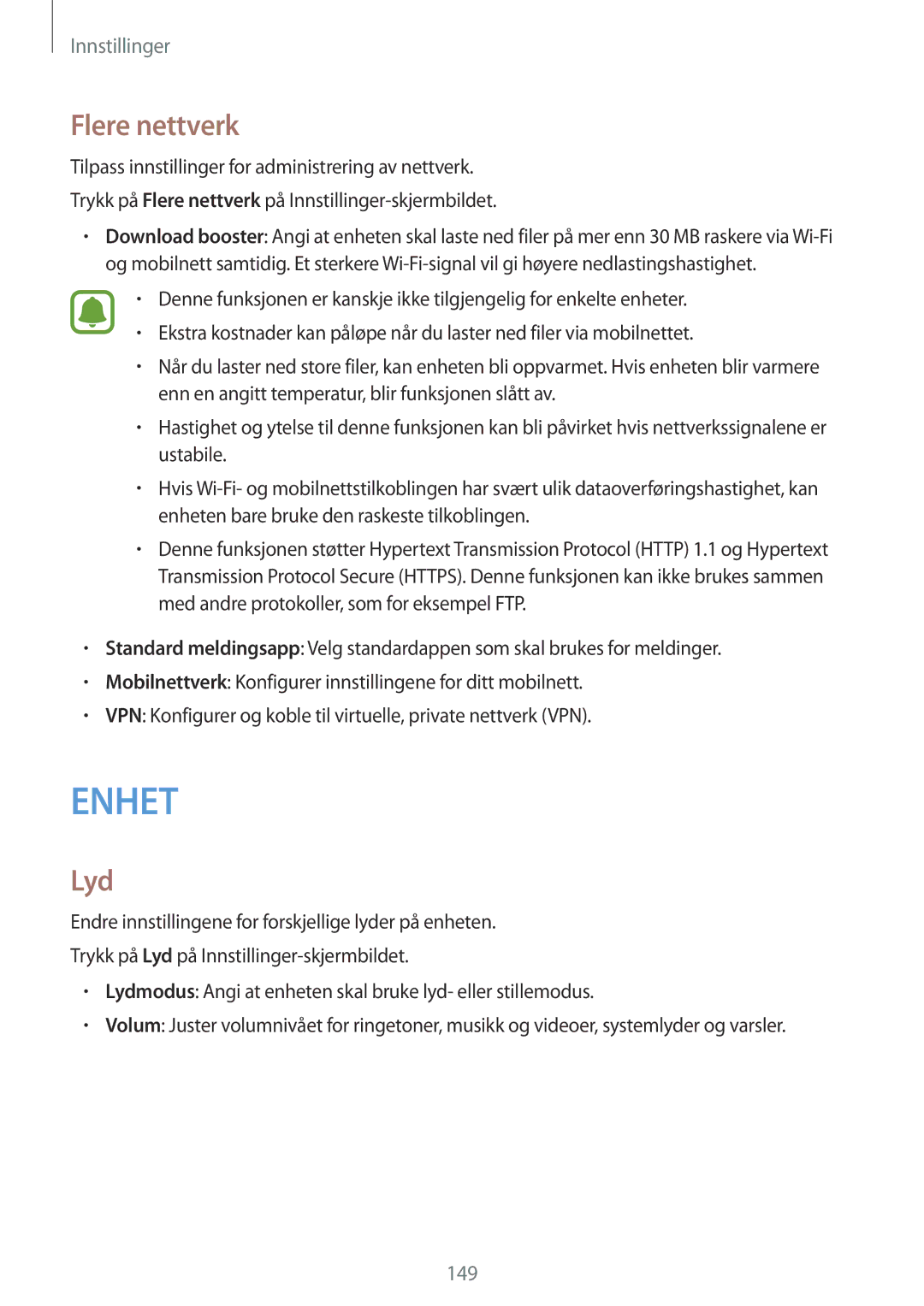 Samsung SM-N910FZDENEE, SM-N910FZWENEE, SM-N910FZIENEE, SM-N910FZKENEE manual Flere nettverk, Lyd 