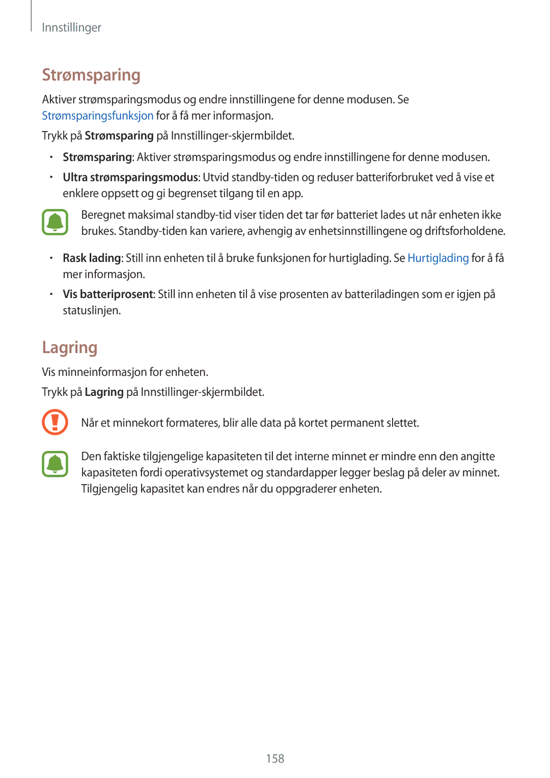 Samsung SM-N910FZIENEE, SM-N910FZWENEE, SM-N910FZDENEE, SM-N910FZKENEE manual Strømsparing, Lagring 