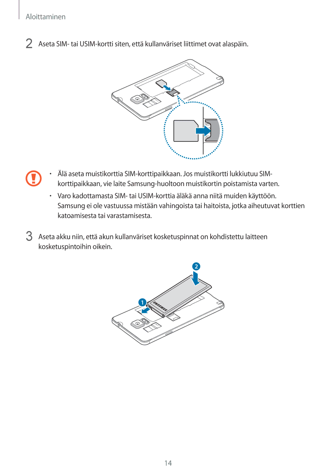 Samsung SM-N910FZIENEE, SM-N910FZWENEE, SM-N910FZDENEE, SM-N910FZKENEE manual Aloittaminen 