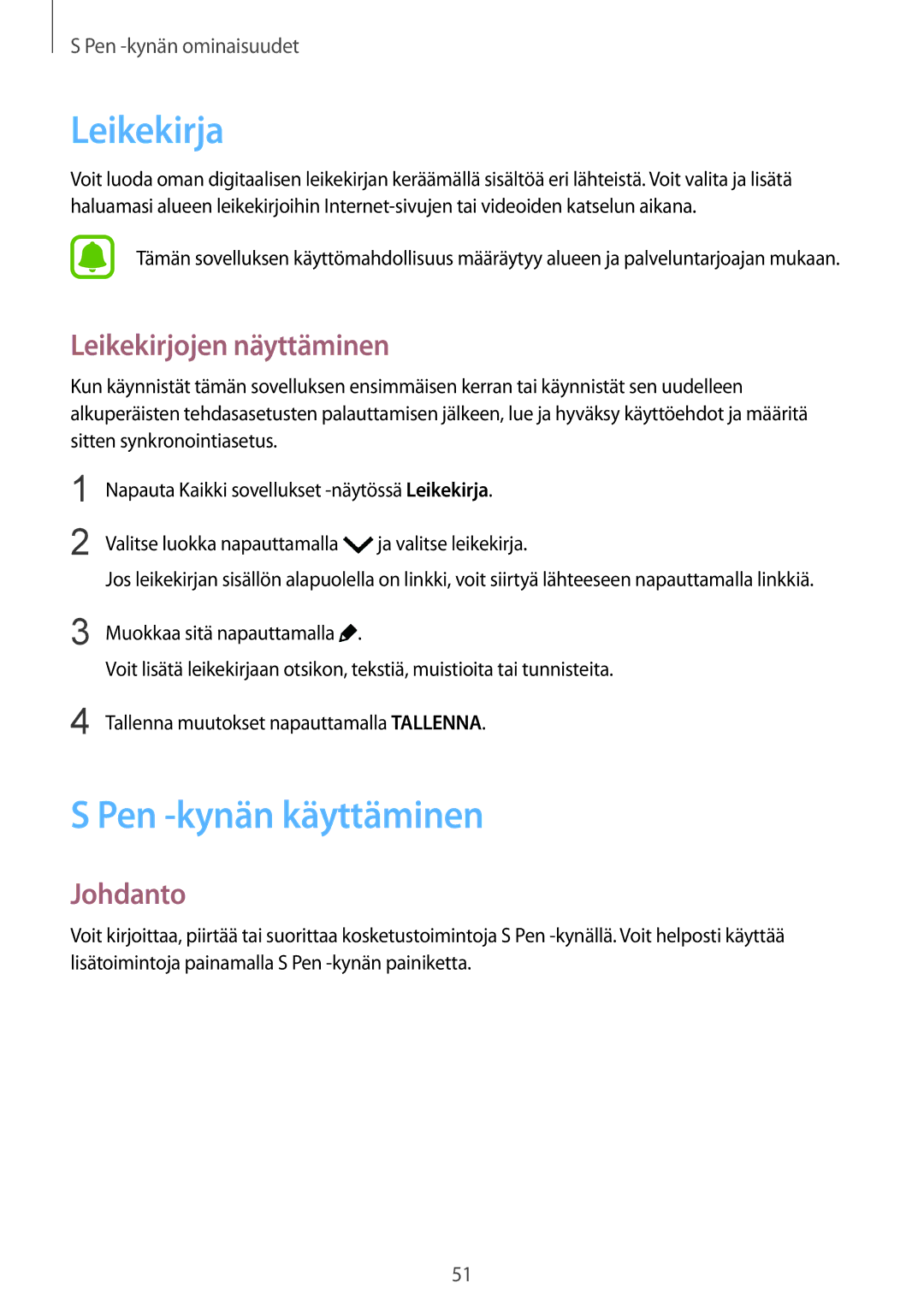 Samsung SM-N910FZKENEE, SM-N910FZWENEE, SM-N910FZDENEE manual Leikekirja, Pen -kynän käyttäminen, Leikekirjojen näyttäminen 