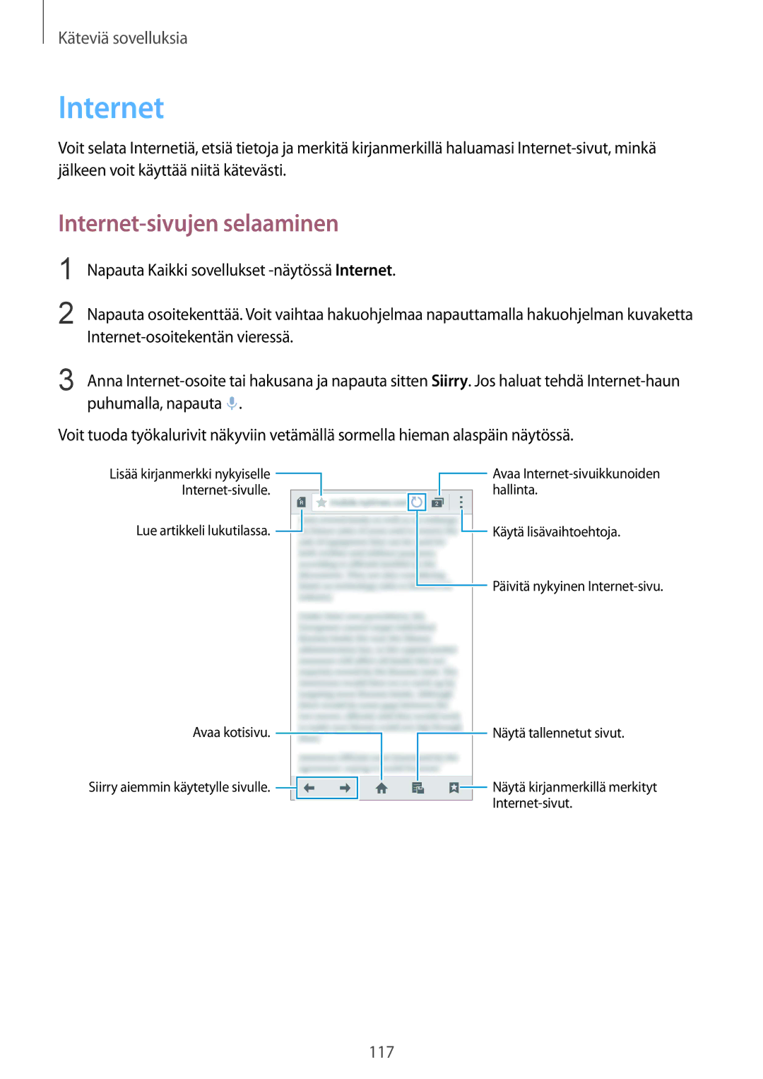 Samsung SM-N910FZDENEE, SM-N910FZWENEE, SM-N910FZIENEE, SM-N910FZKENEE manual Internet-sivujen selaaminen 