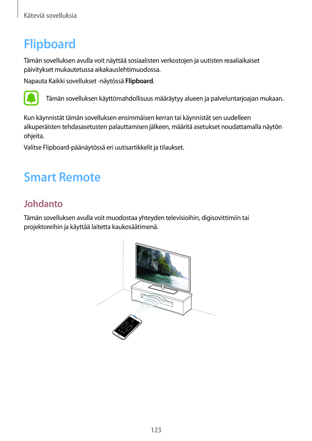 Samsung SM-N910FZKENEE, SM-N910FZWENEE, SM-N910FZDENEE, SM-N910FZIENEE manual Flipboard, Smart Remote 