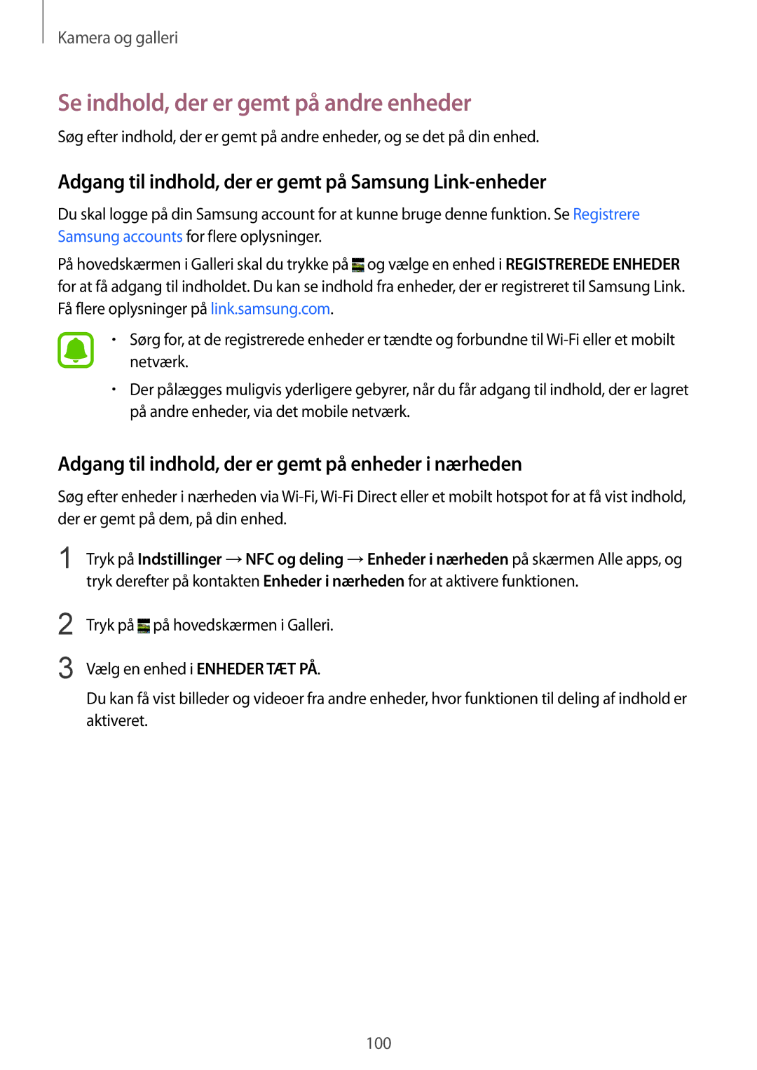 Samsung SM-N910FZWENEE Se indhold, der er gemt på andre enheder, Adgang til indhold, der er gemt på Samsung Link-enheder 