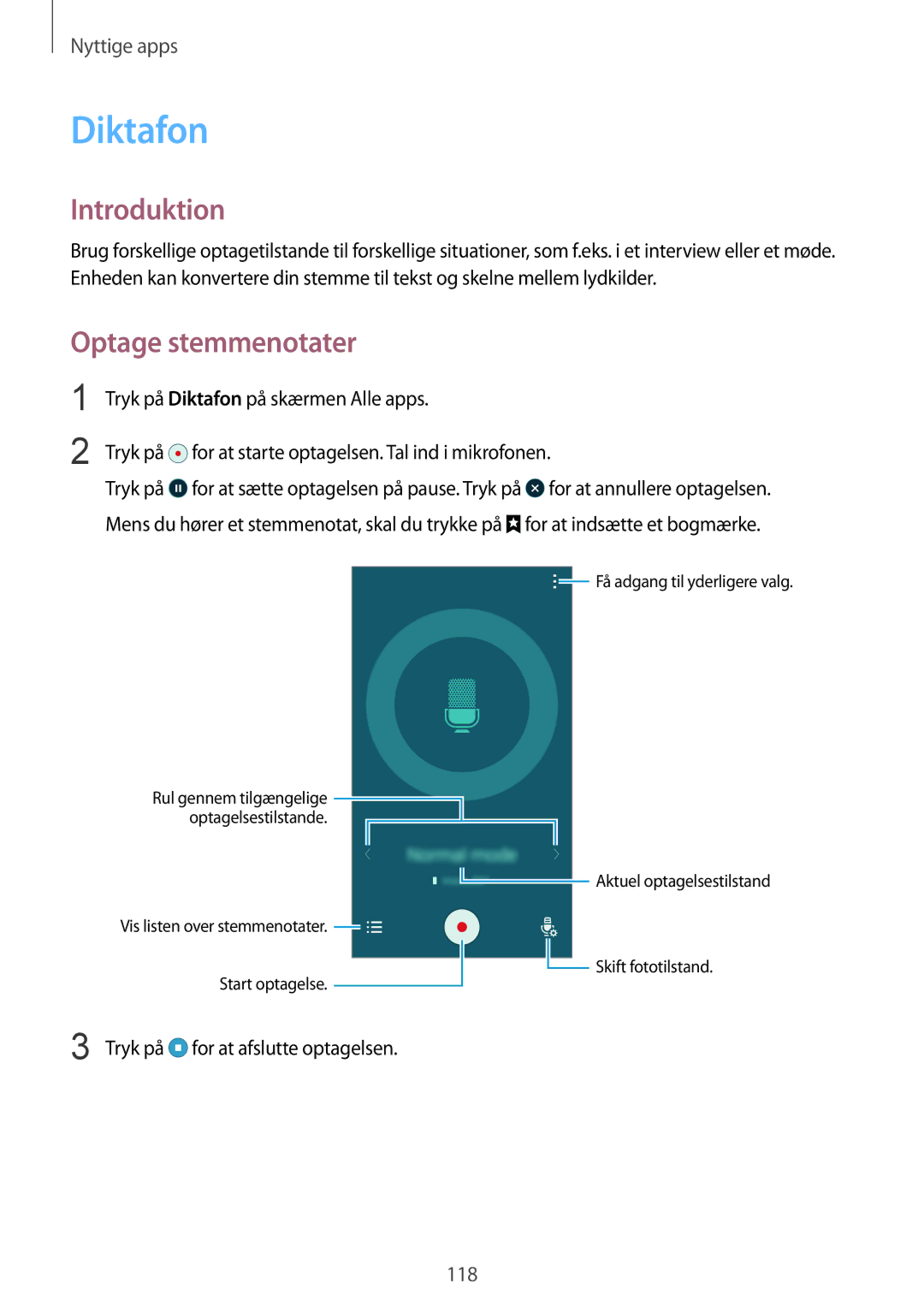 Samsung SM-N910FZIENEE, SM-N910FZWENEE, SM-N910FZDENEE, SM-N910FZKENEE manual Diktafon, Optage stemmenotater 