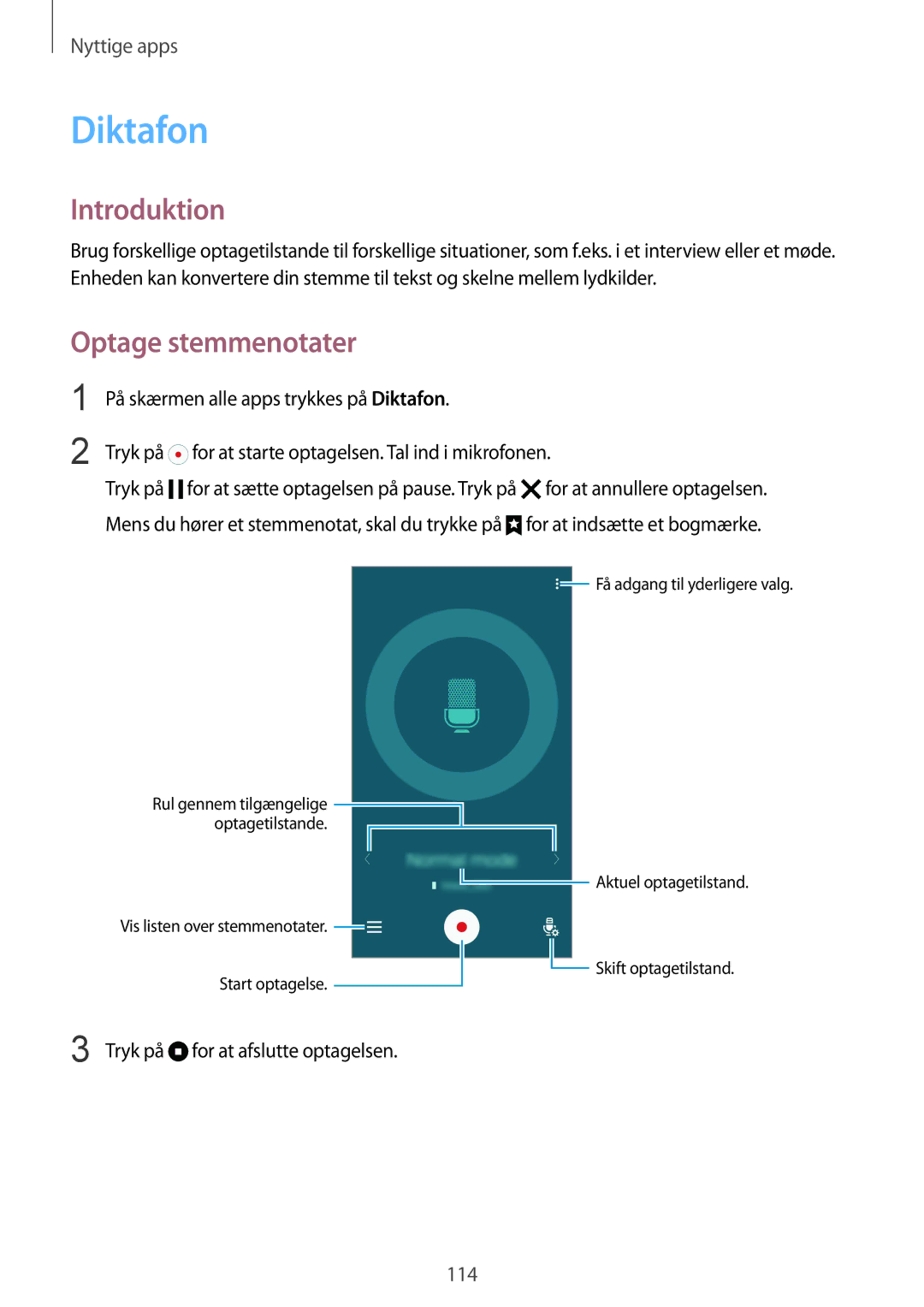 Samsung SM-N910FZIENEE, SM-N910FZWENEE, SM-N910FZDENEE, SM-N910FZKENEE manual Diktafon, Optage stemmenotater 