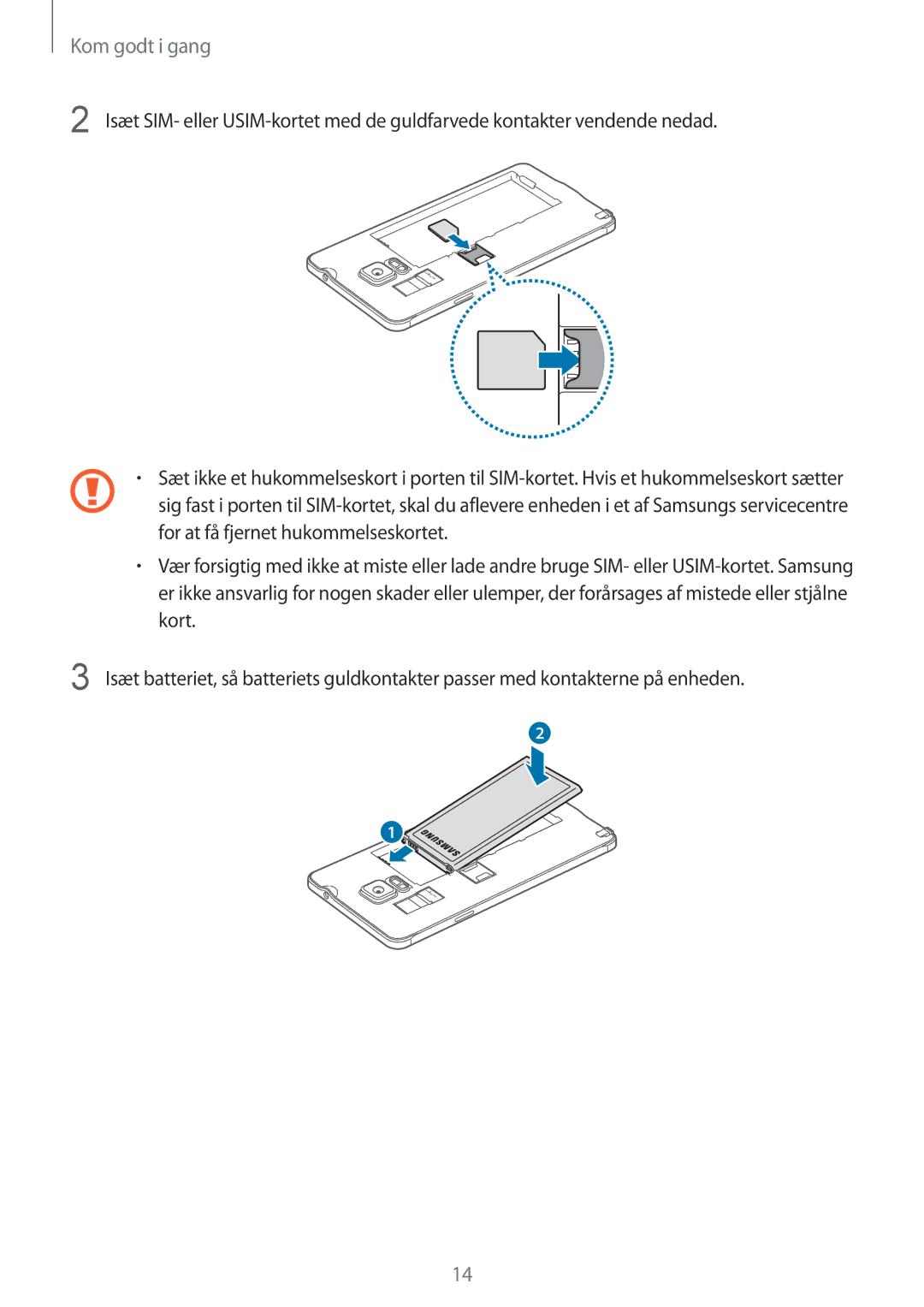 Samsung SM-N910FZIENEE, SM-N910FZWENEE, SM-N910FZDENEE, SM-N910FZKENEE manual Kom godt i gang 